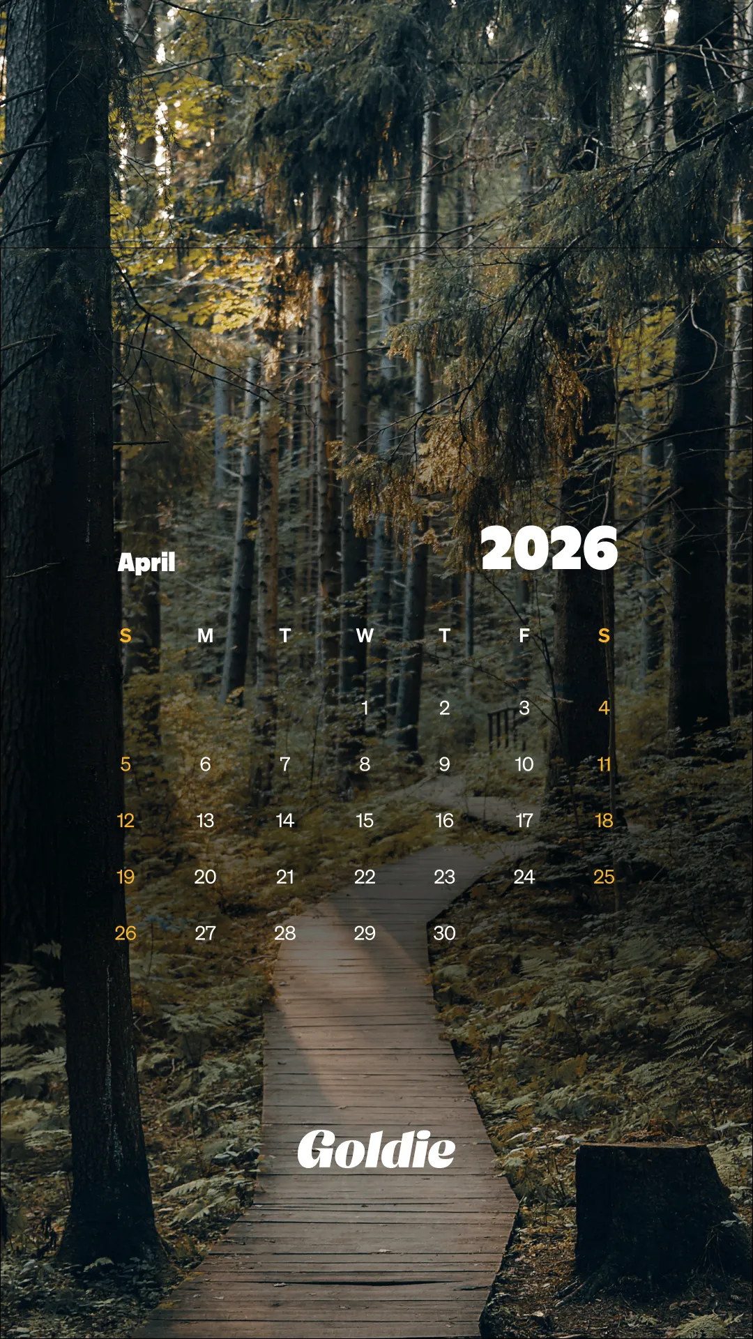 Free April 2026 Calendar Wallpaper