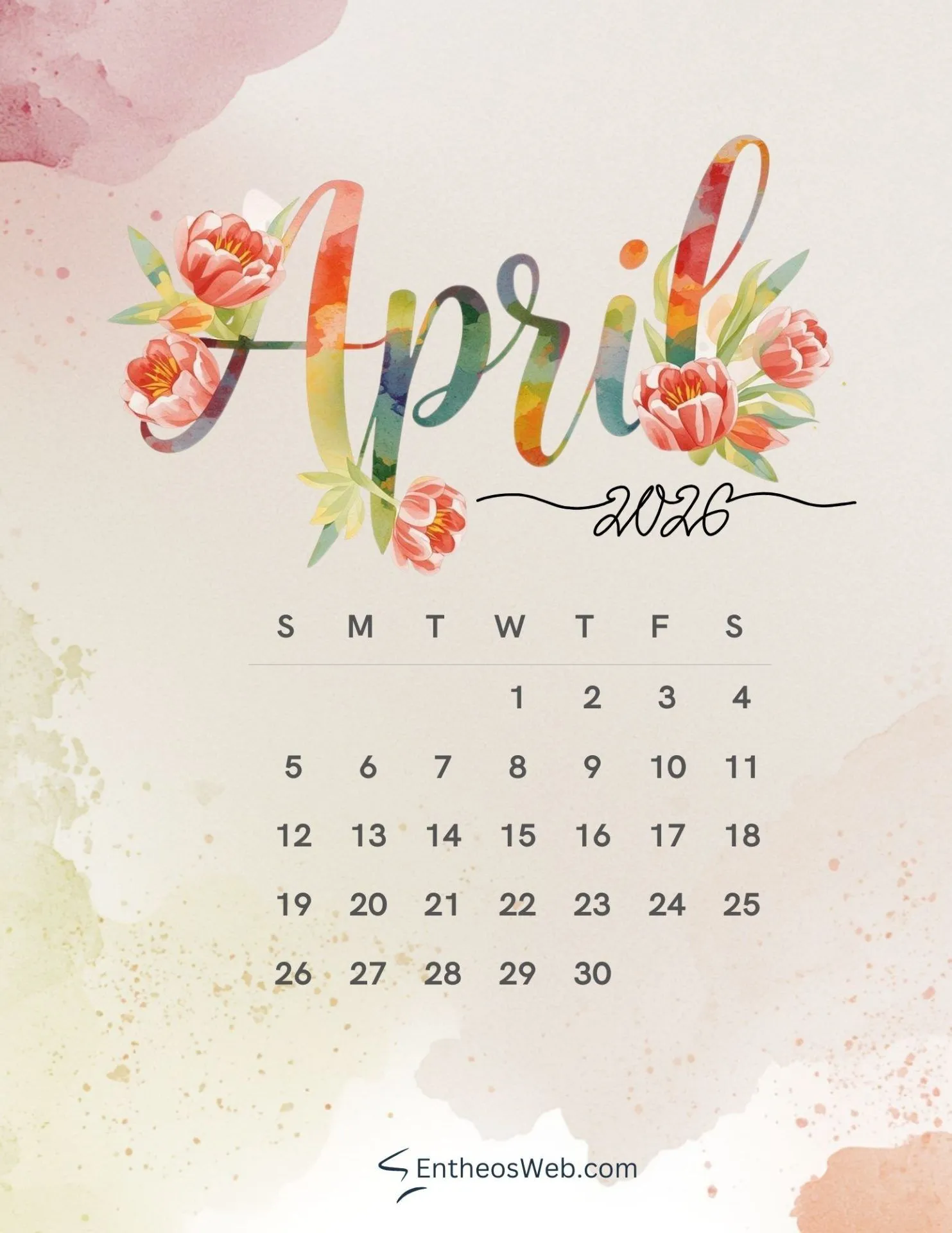 April 2026 Calendar Printables