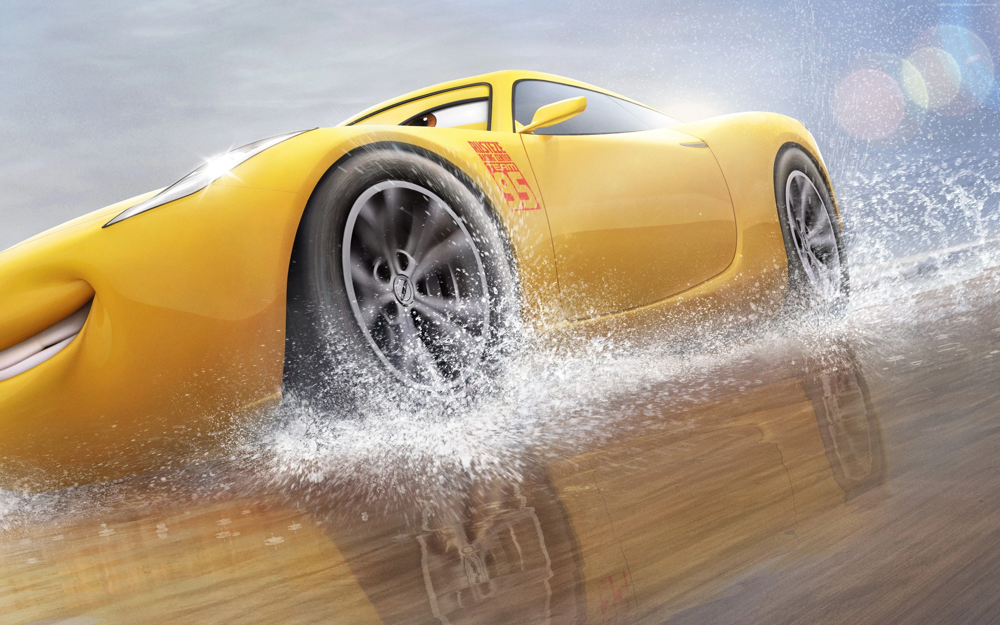 Lightning Mcqueen From Cars 3 Splashing Water HD Wallpaper