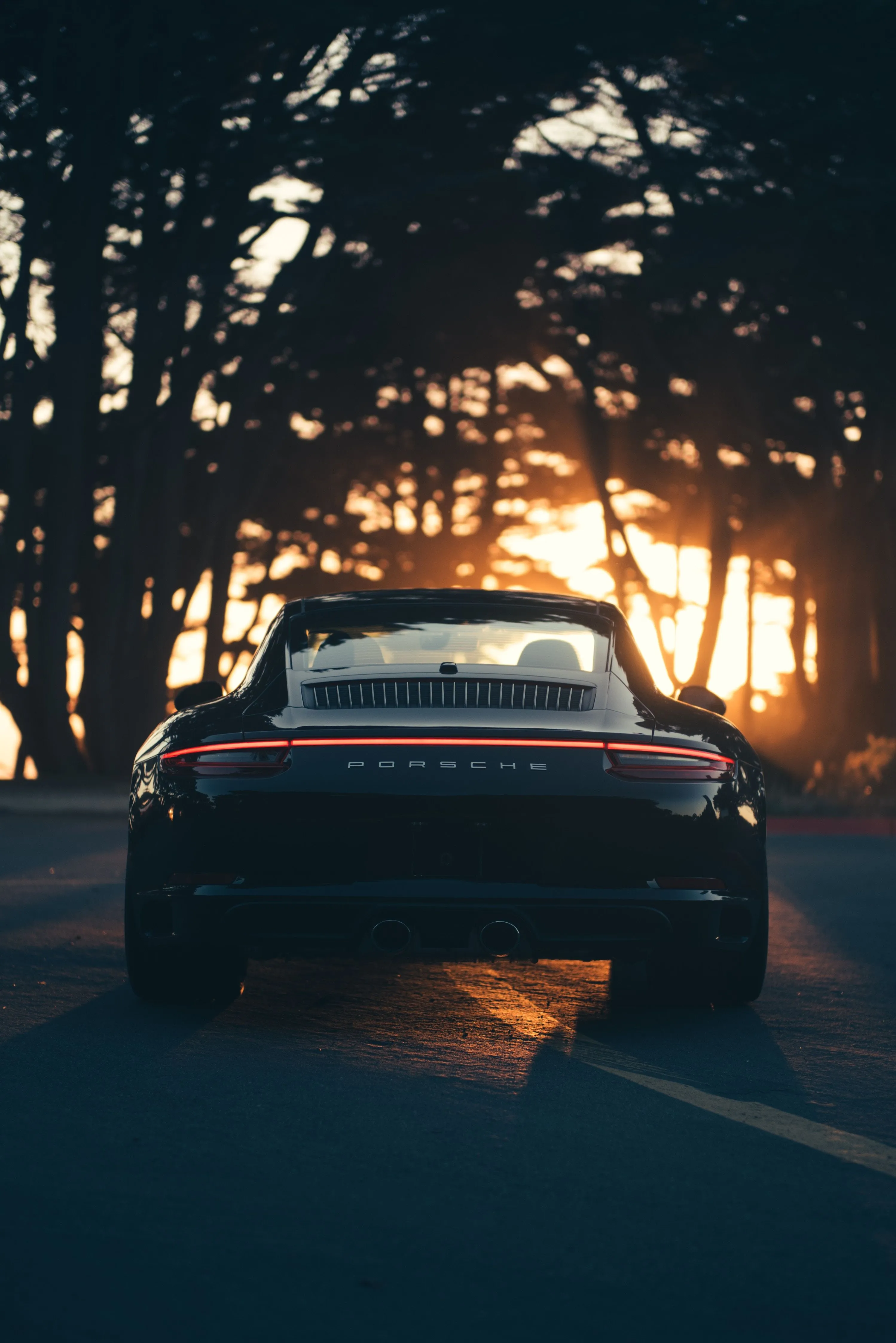 Wallpaper Black Car on Road During Sunset, Background Free Image