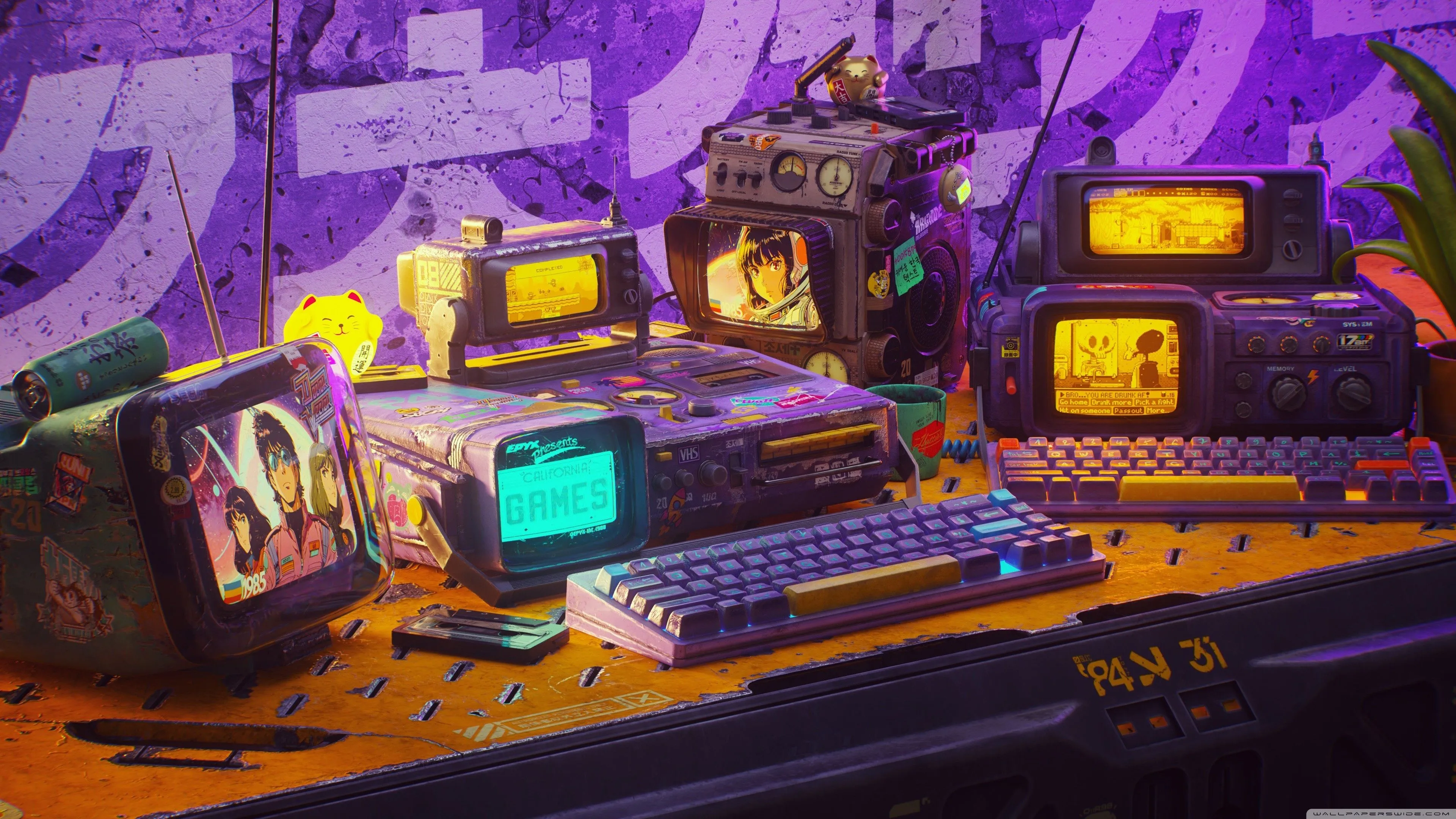 Retro Sci Fi Technology, Games 4K UHD Wallpaper for UltraHD Desktop and TV, Widescreen and UltraWide Display, Dual Monitor