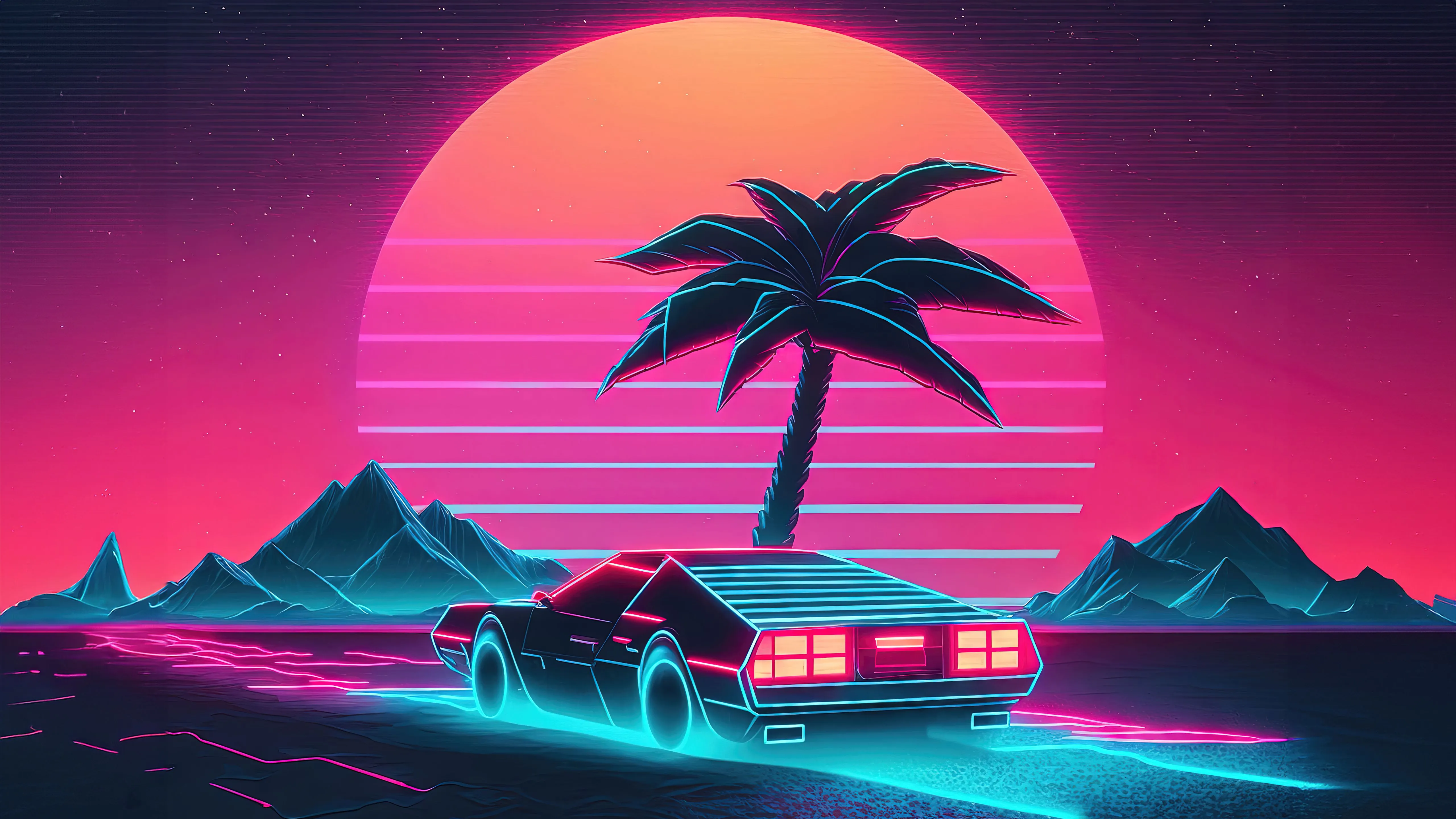 Neon Wallpaper 4K, Outrun, RetroWave art, Synthwave
