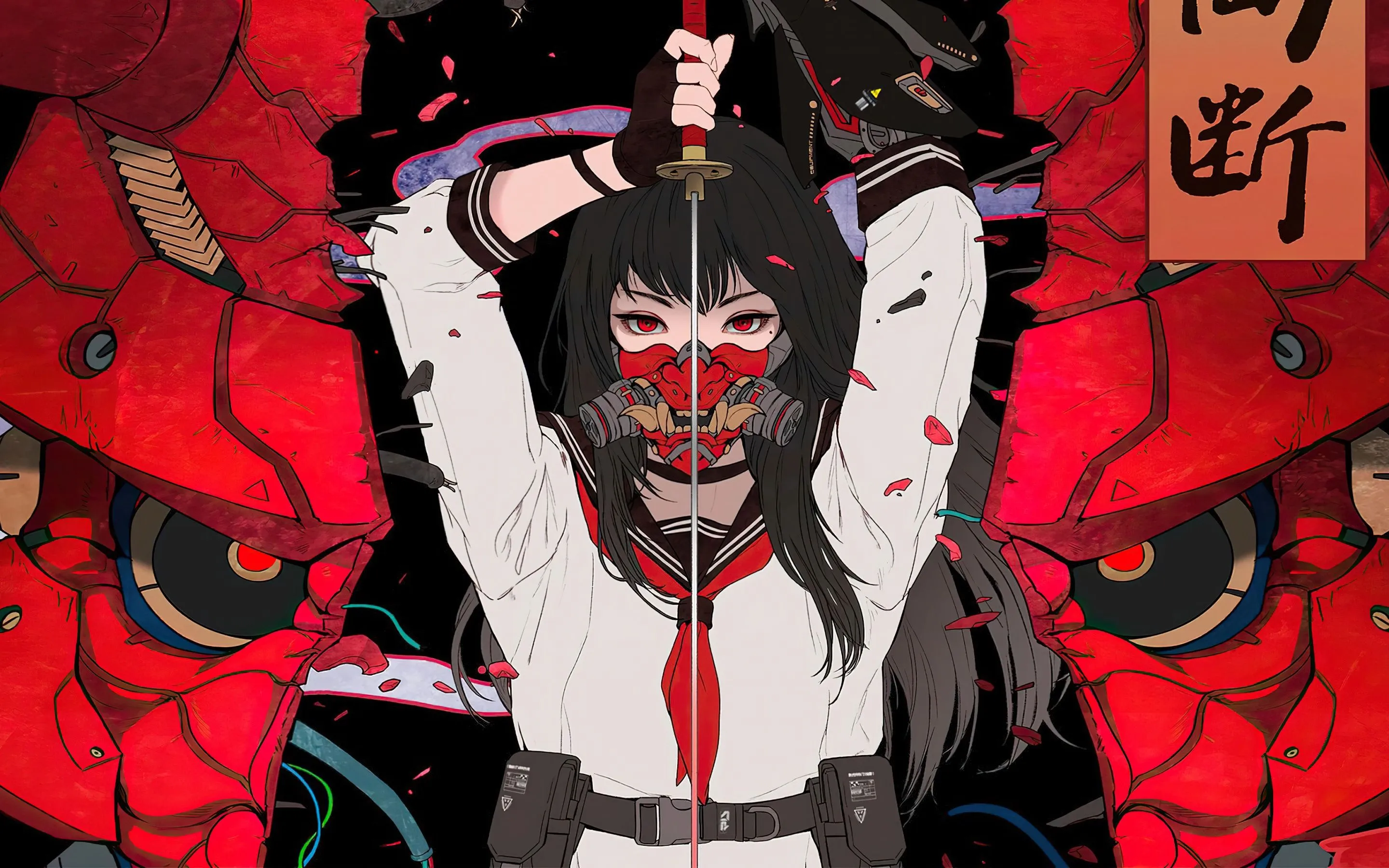 Samurai Wallpaper 4K, Katana girl, Anime girl