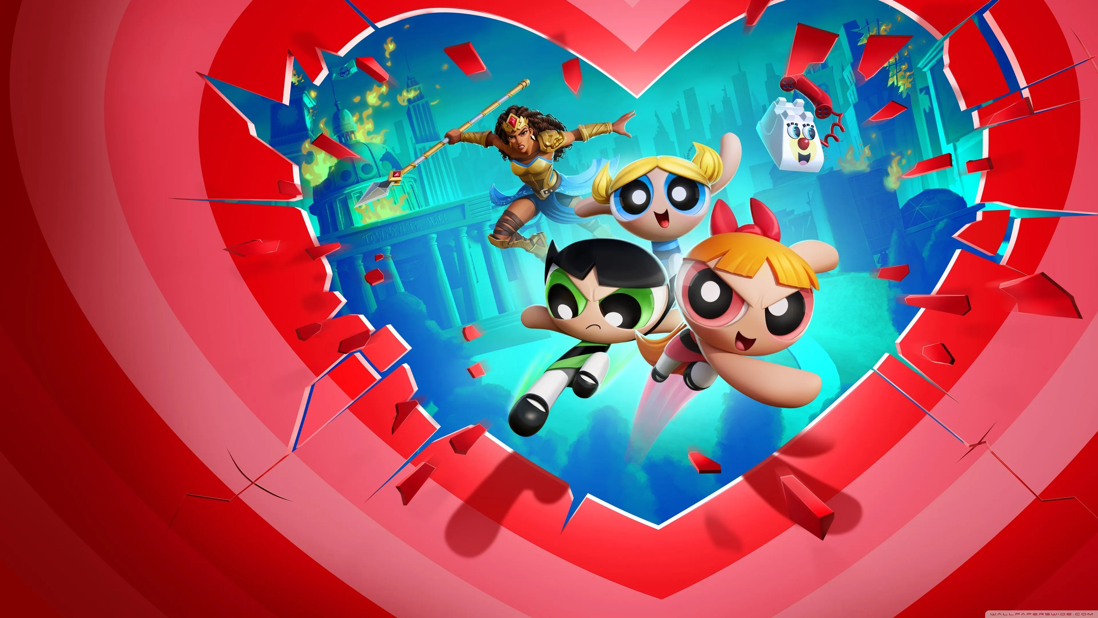 Powerpuff Girls in MultiVersus Video Game 4K UHD Wallpaper for UltraHD Desktop and TV, Widescreen and UltraWide Display, Dual Monitor, Smartphone and Tablet Devices