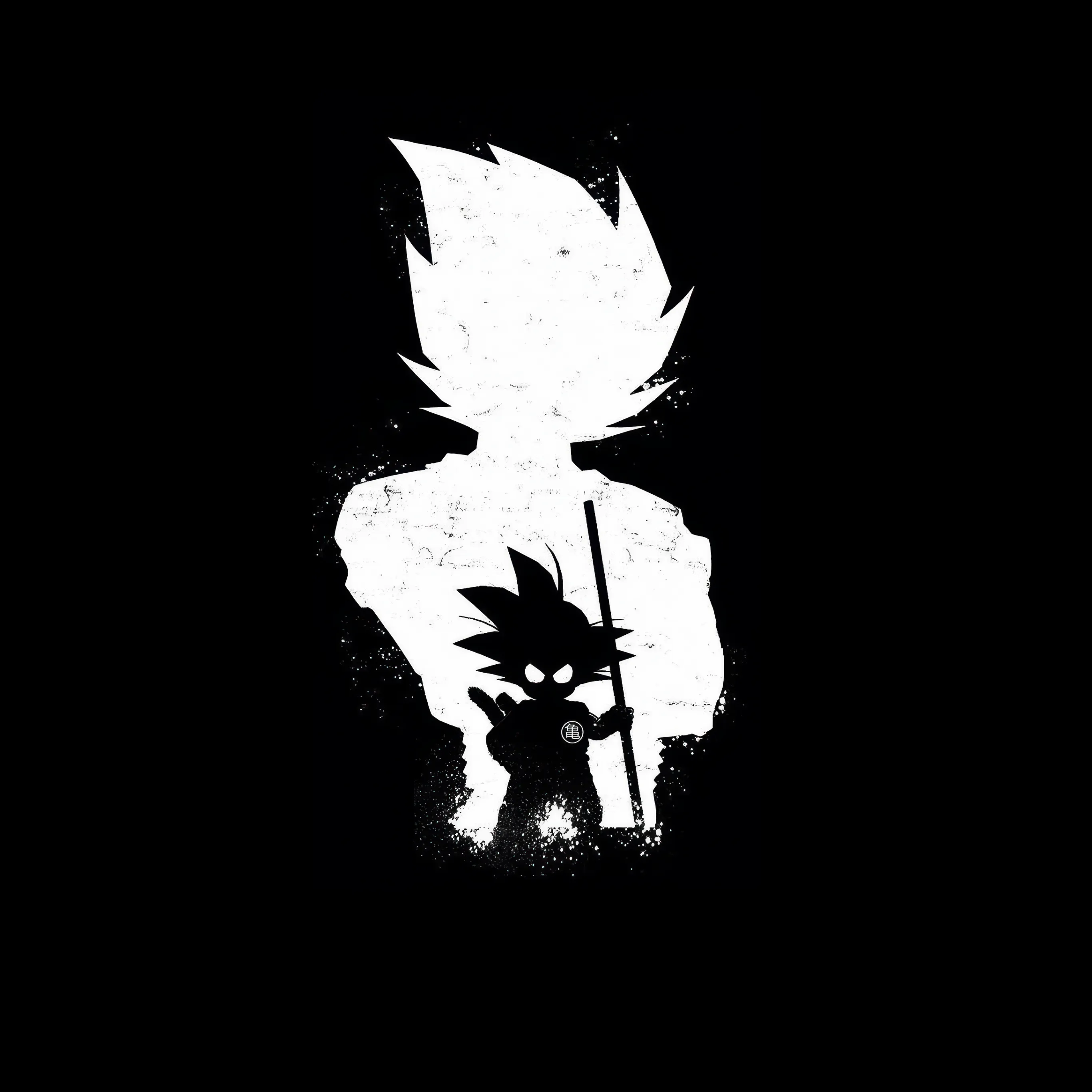 Goku Wallpaper 4K, Black and White, Silhouette