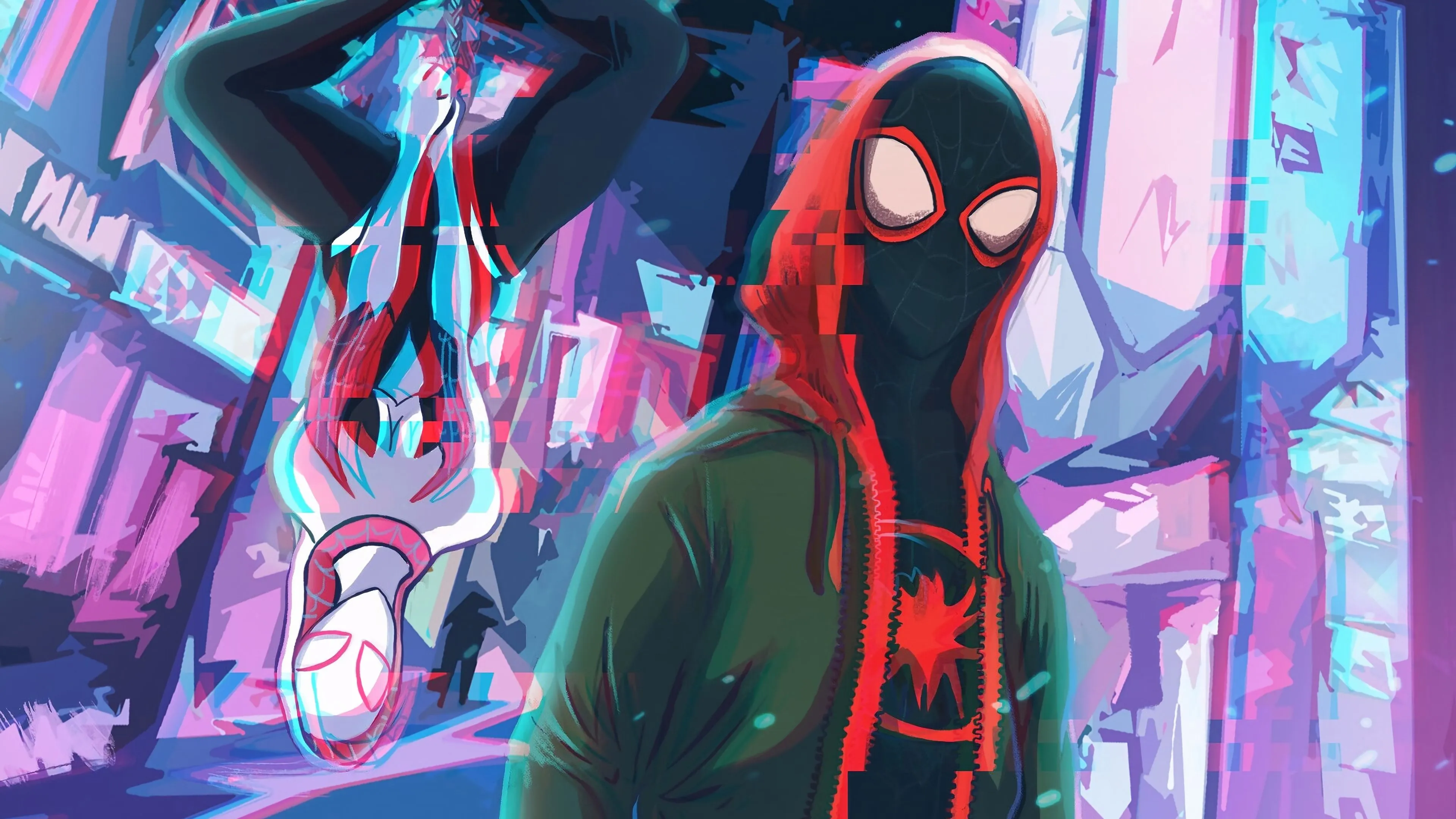 Download Miles Morales Spider Man Spider Gwen Movie Spider Man: Into The Spider Verse 4k Ultra HD Wallpaper By George Kalokairinosx2160
