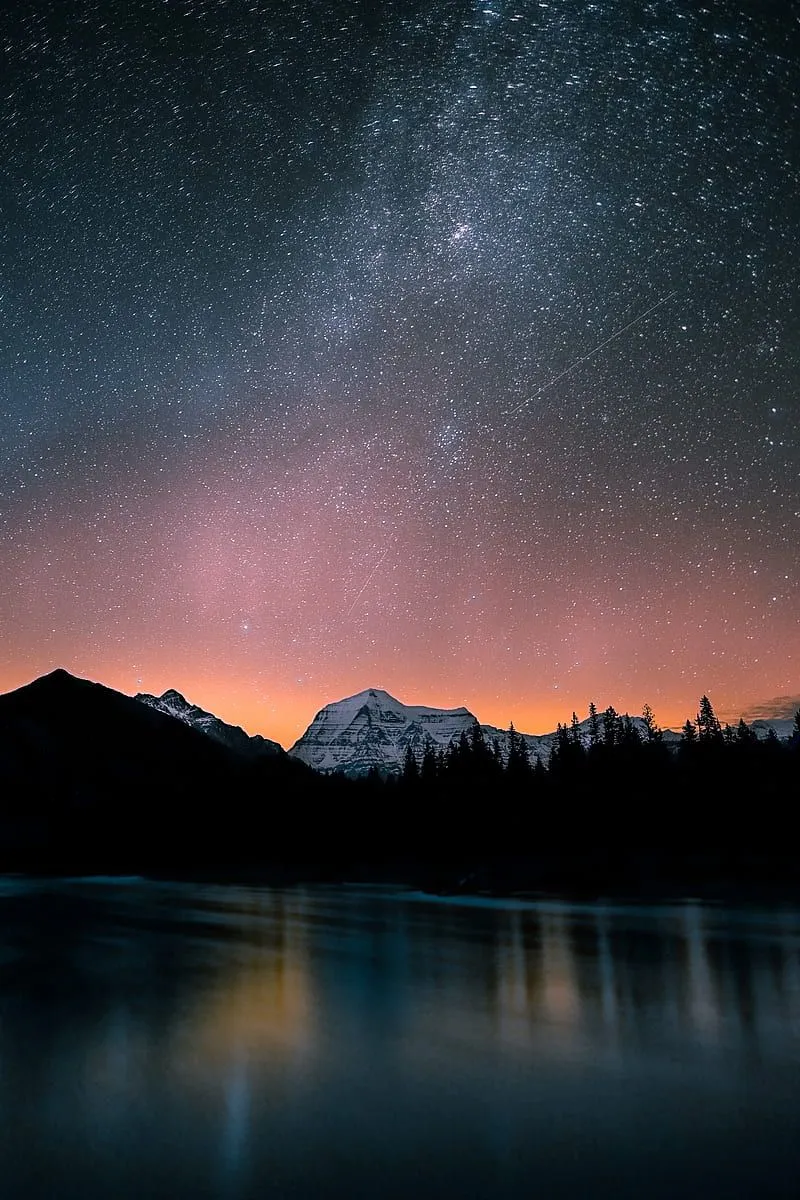 Lake, mountains, night, starry sky, dark, landscape, HD phone wallpaper