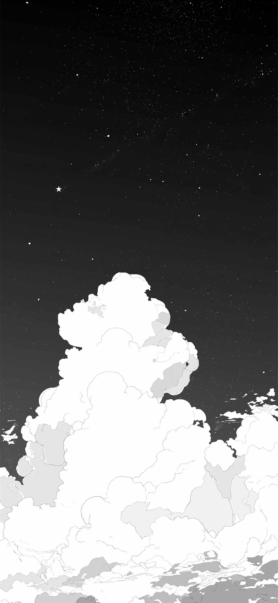 Minimal Black Sky & Clouds Aesthetic Wallpaper