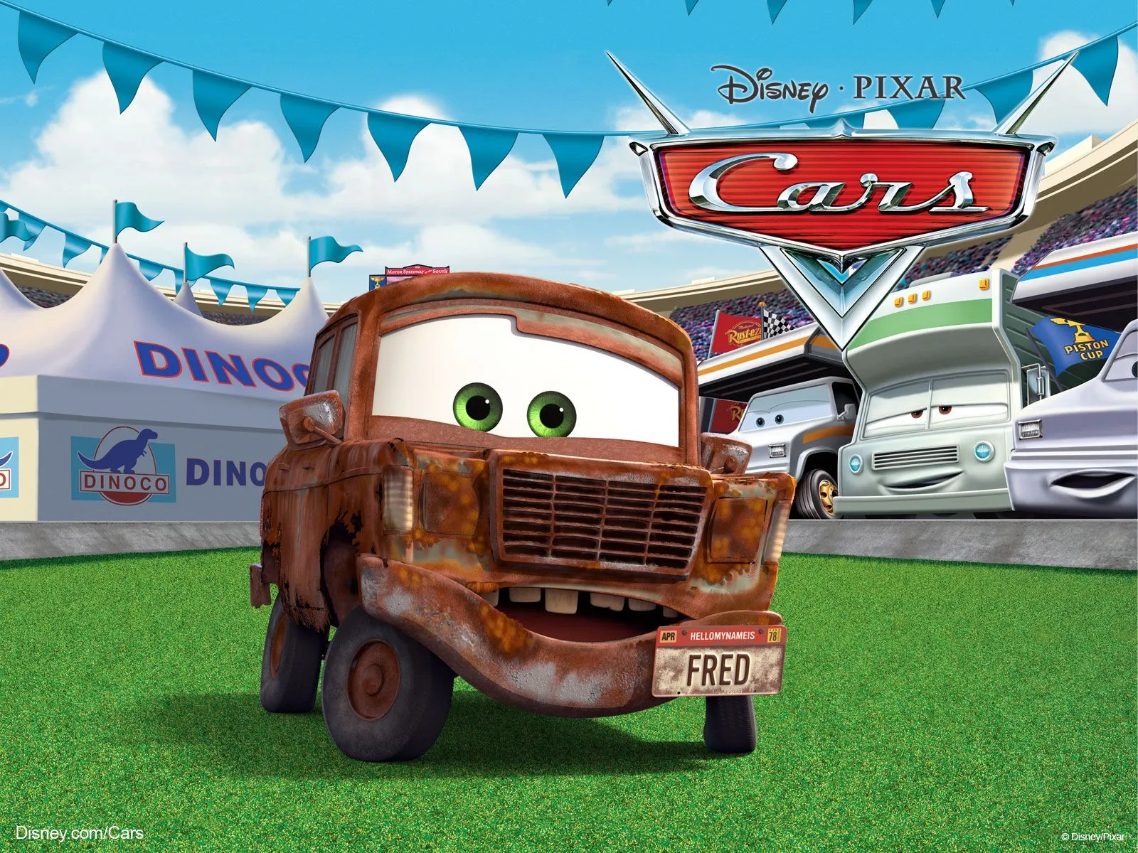 Fred the Rusty Car from Pixar's Cars Movie Desktop Wallpaper