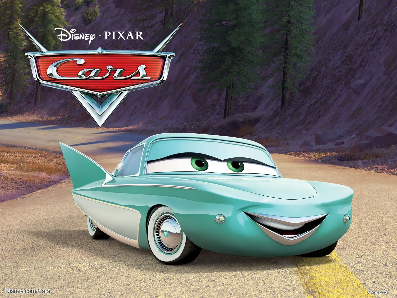 Flo the Show Car from Pixar's Cars Movie Desktop Wallpaper