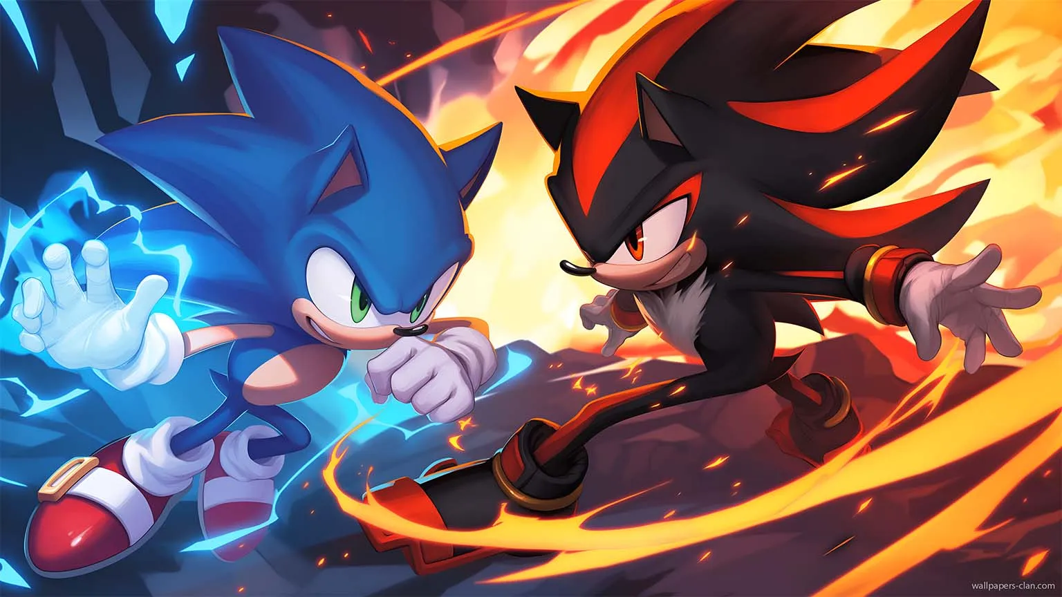Free Dynamic Sonic vs Shadow Battle Desktop Wallpaper 4K