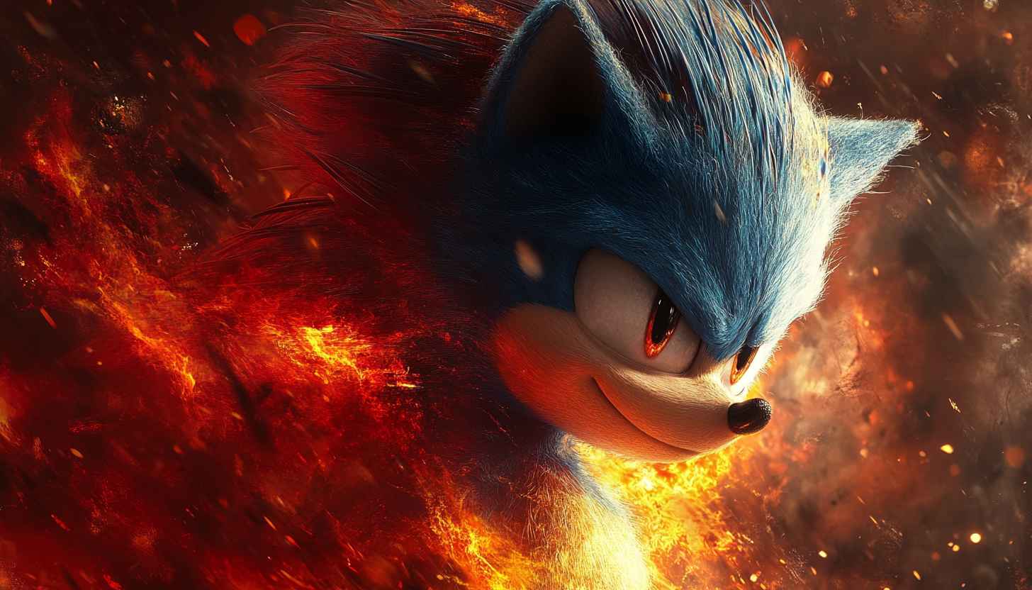 Sonic Movie Wallpaper, Fiery Eyes, 4k, HD Desktop Background