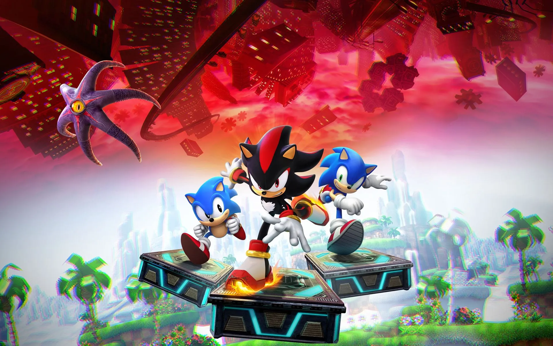 Sonic X Shadow Generations Artwork Wallpaper with Monocle