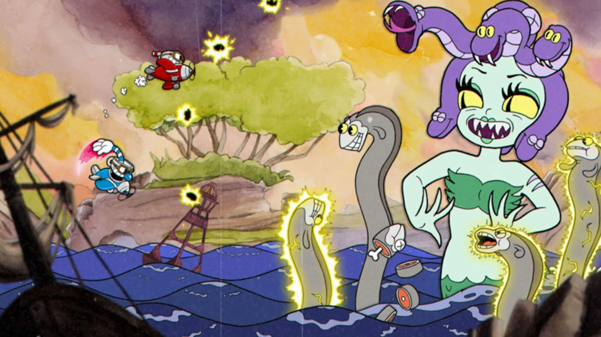 Desktop wallpaper: Cuphead, Video Game, Cala Maria, Mugman (Cuphead) 4K free download for PC. 870739