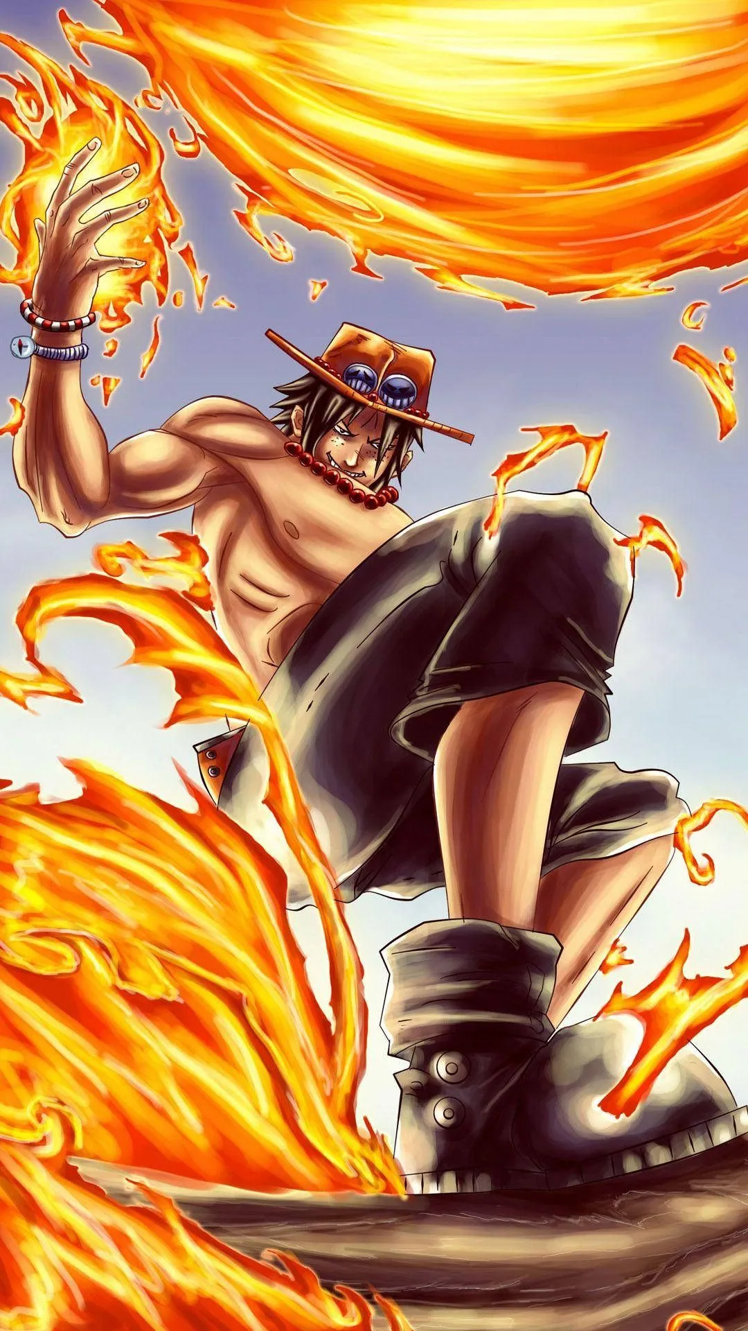 Download One Piece Phone Ace Generating Fire Wallpaper