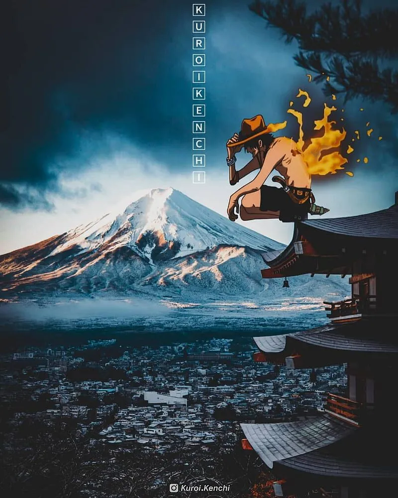 Portgas D ACE, art, view, japan, fire, one piece, anime, HD phone wallpaper