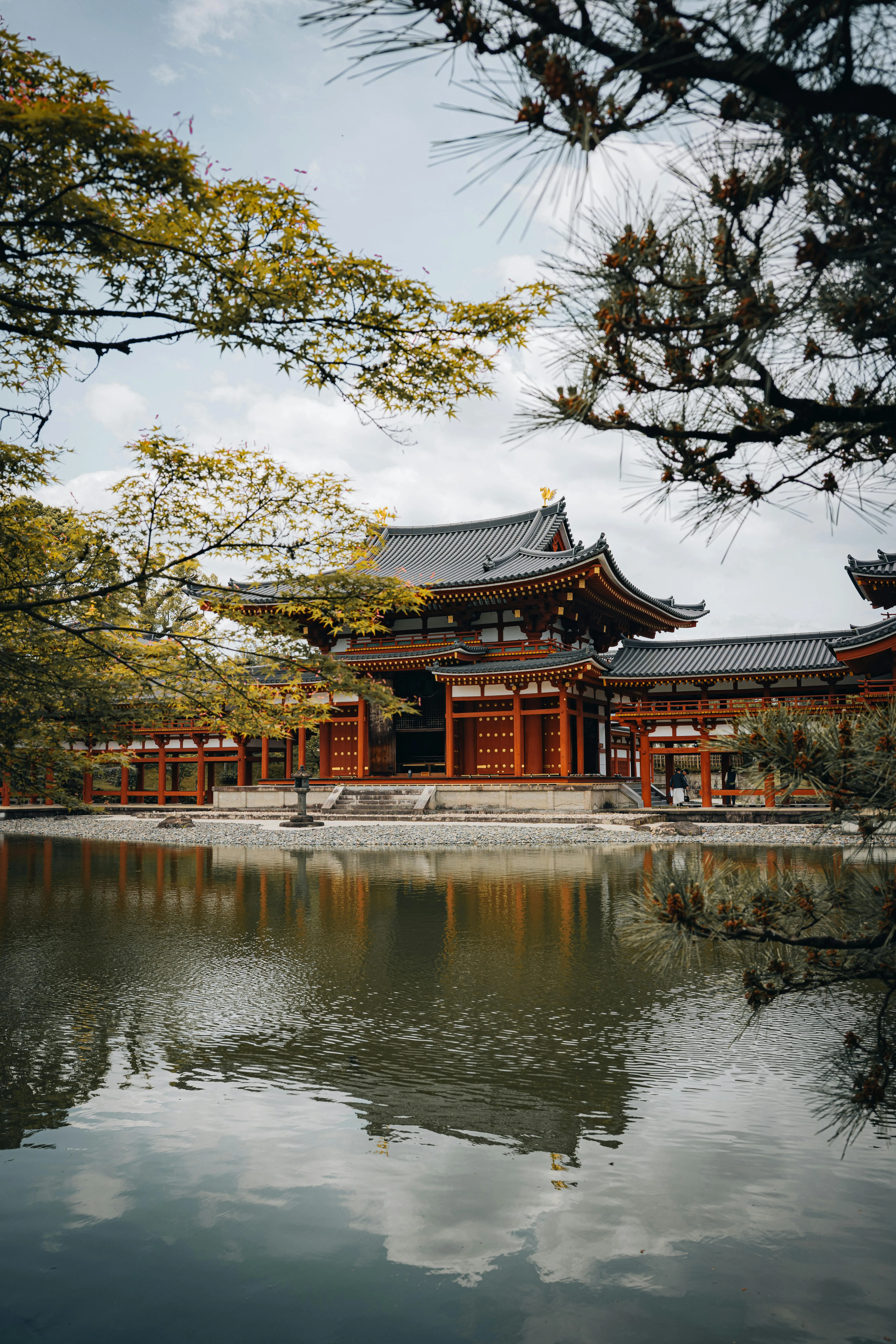 Traditional Japanese Temple by Serene Pond · Free