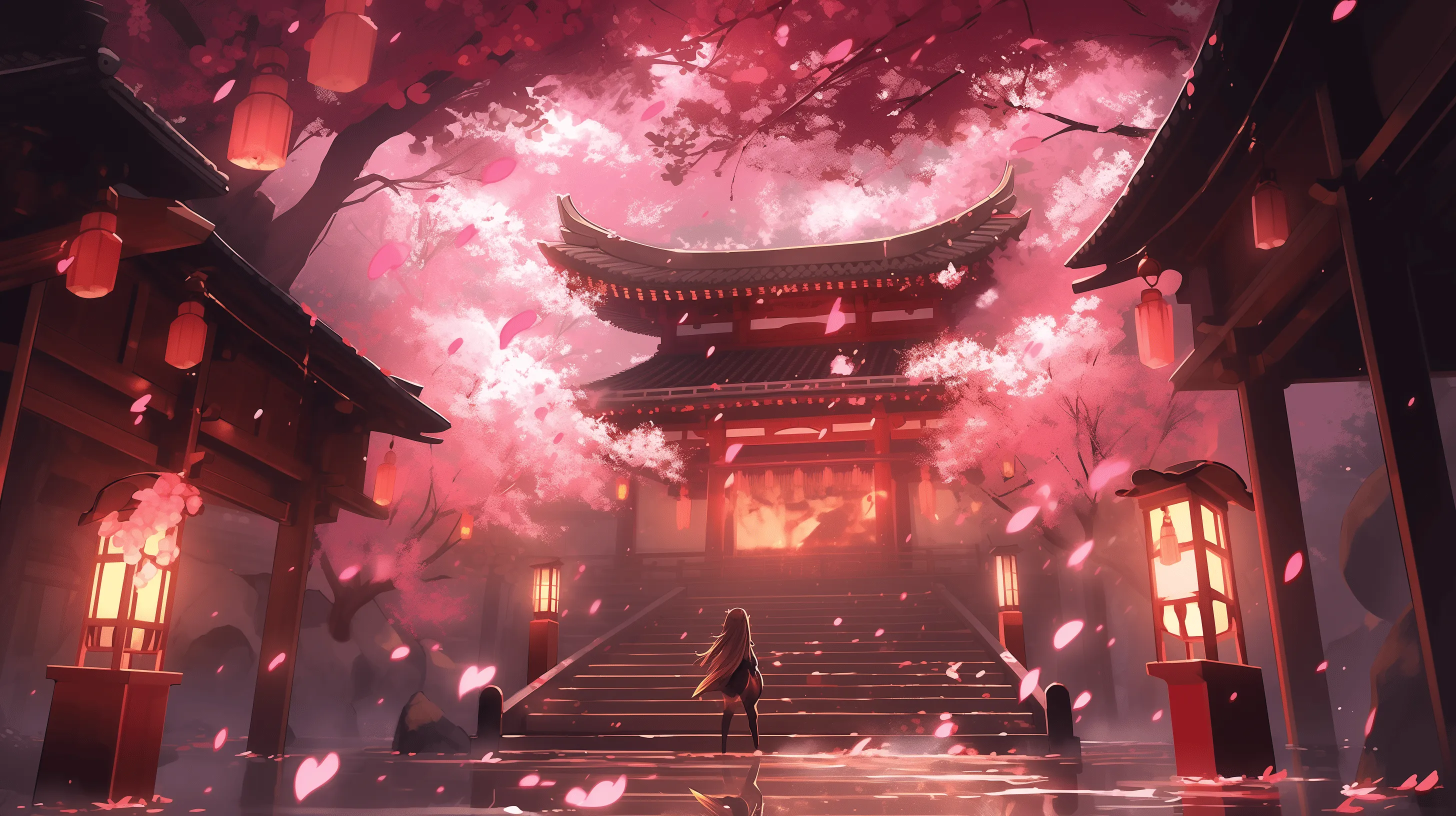 Anime Serenity: HD Japan Temple in Bloom