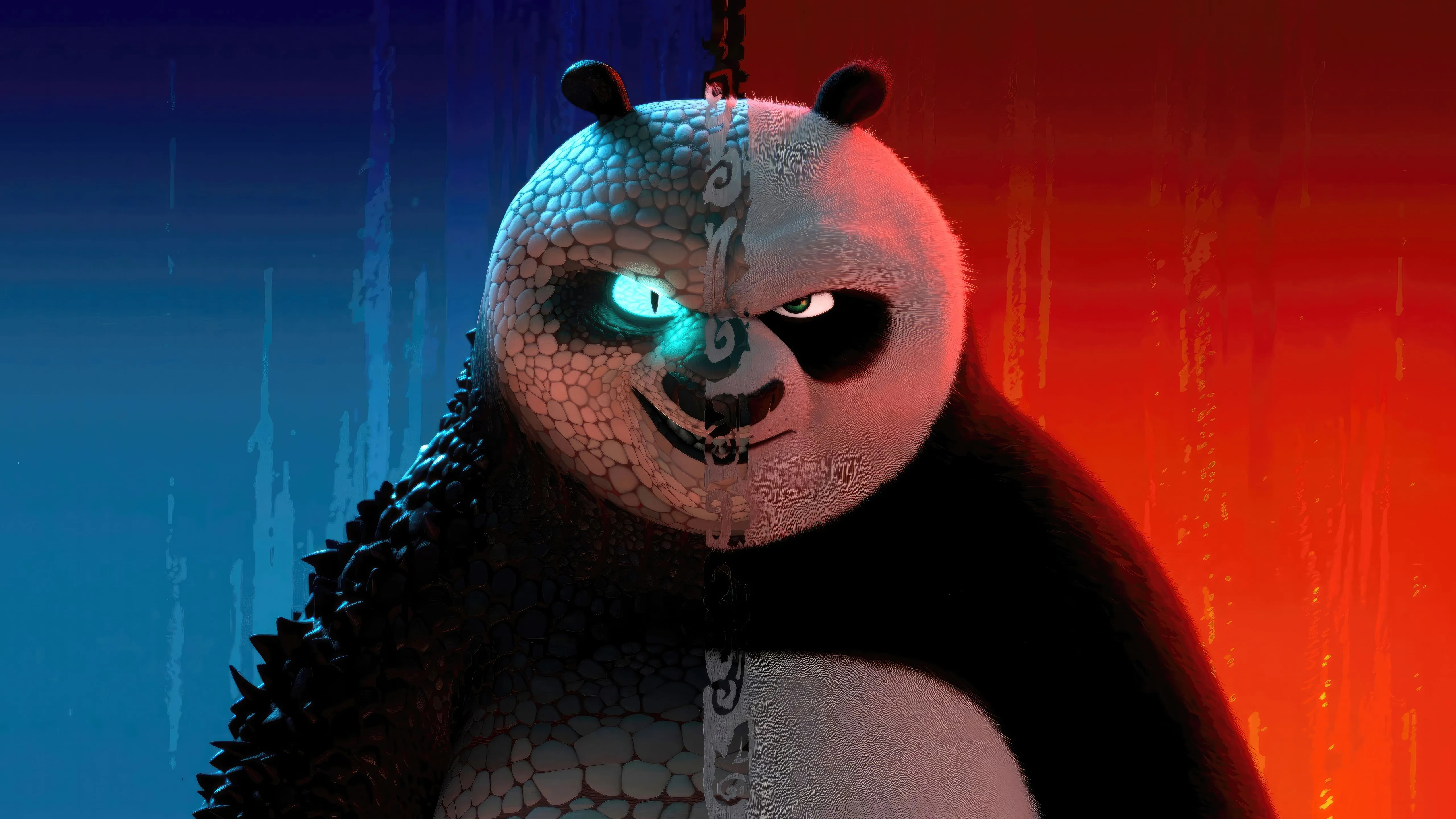 The good and evil side of Po cartoon Kung Fu Panda 4 Desktop wallpaper 600x382