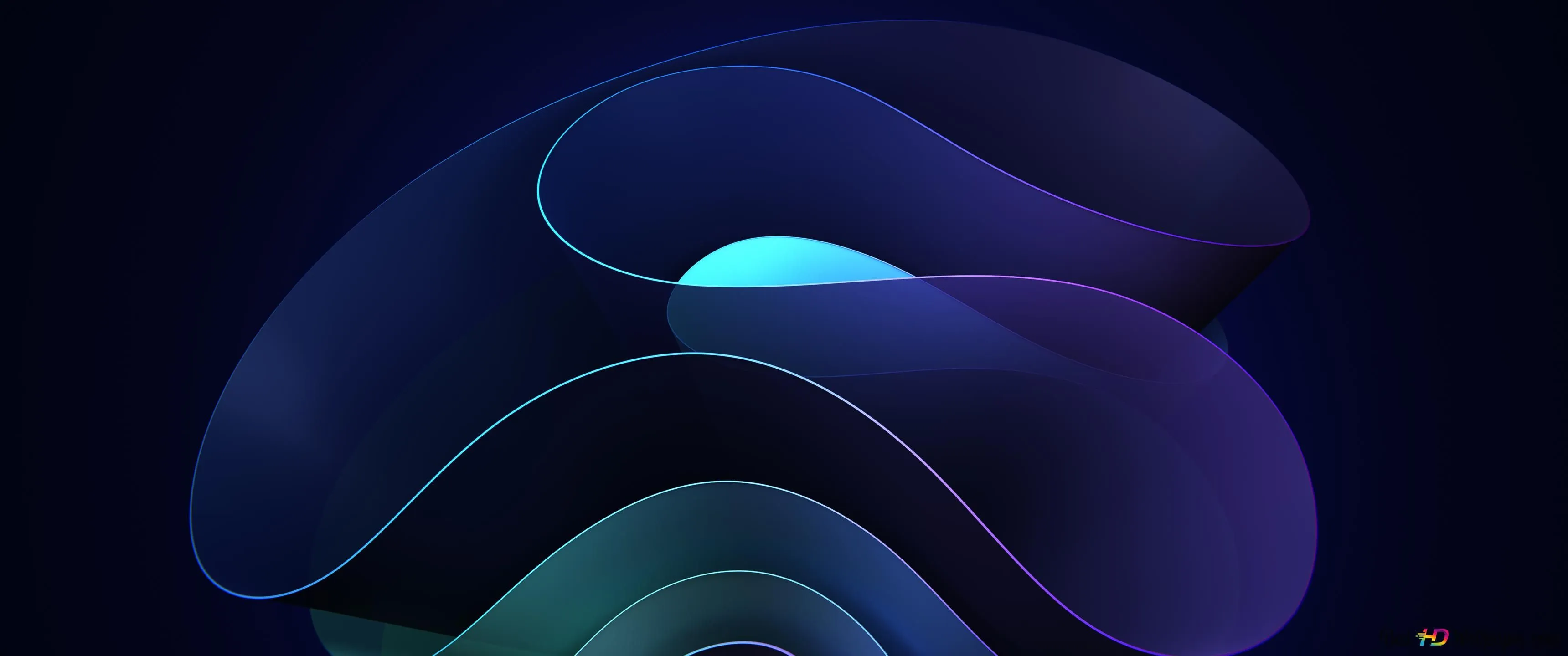 Purple and light Windows 11 design in front of a black background 4K wallpaper download