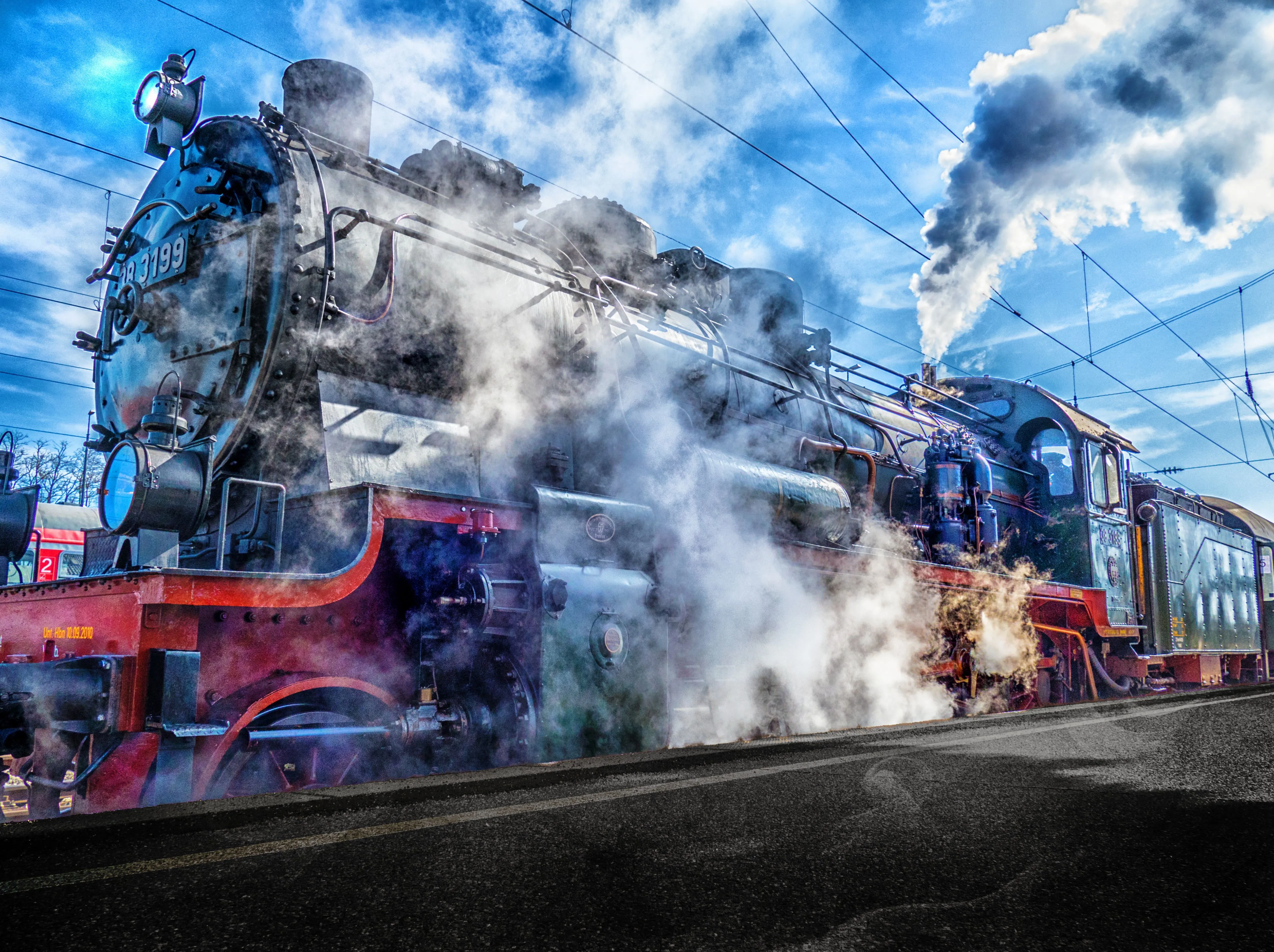 Free Image, old, train, transport, vehicle, fire, nostalgia, hdr, loco, nostalgic, railways, railway station, historically, screenshot, rail traffic, steam locomotive, steam railway, water vapor, zugfahrt 4820x3604