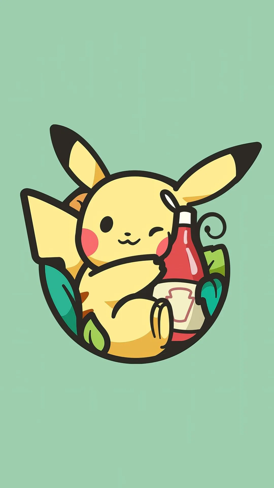Pikachu Holding A Bottle Of Ketchup HD Phone Wallpaper