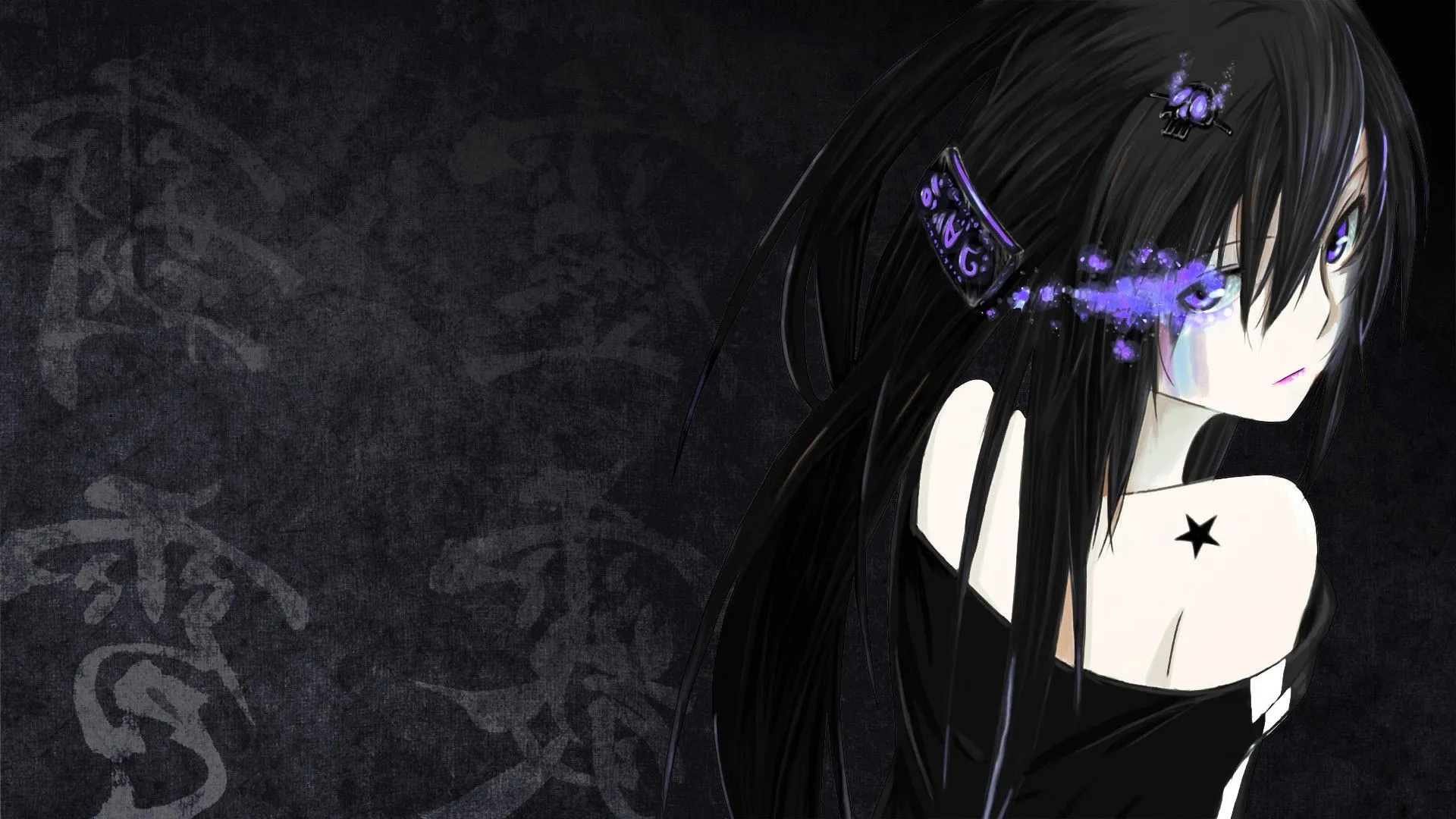 Dark Anime Girl Widescreen Wallpaper 21589