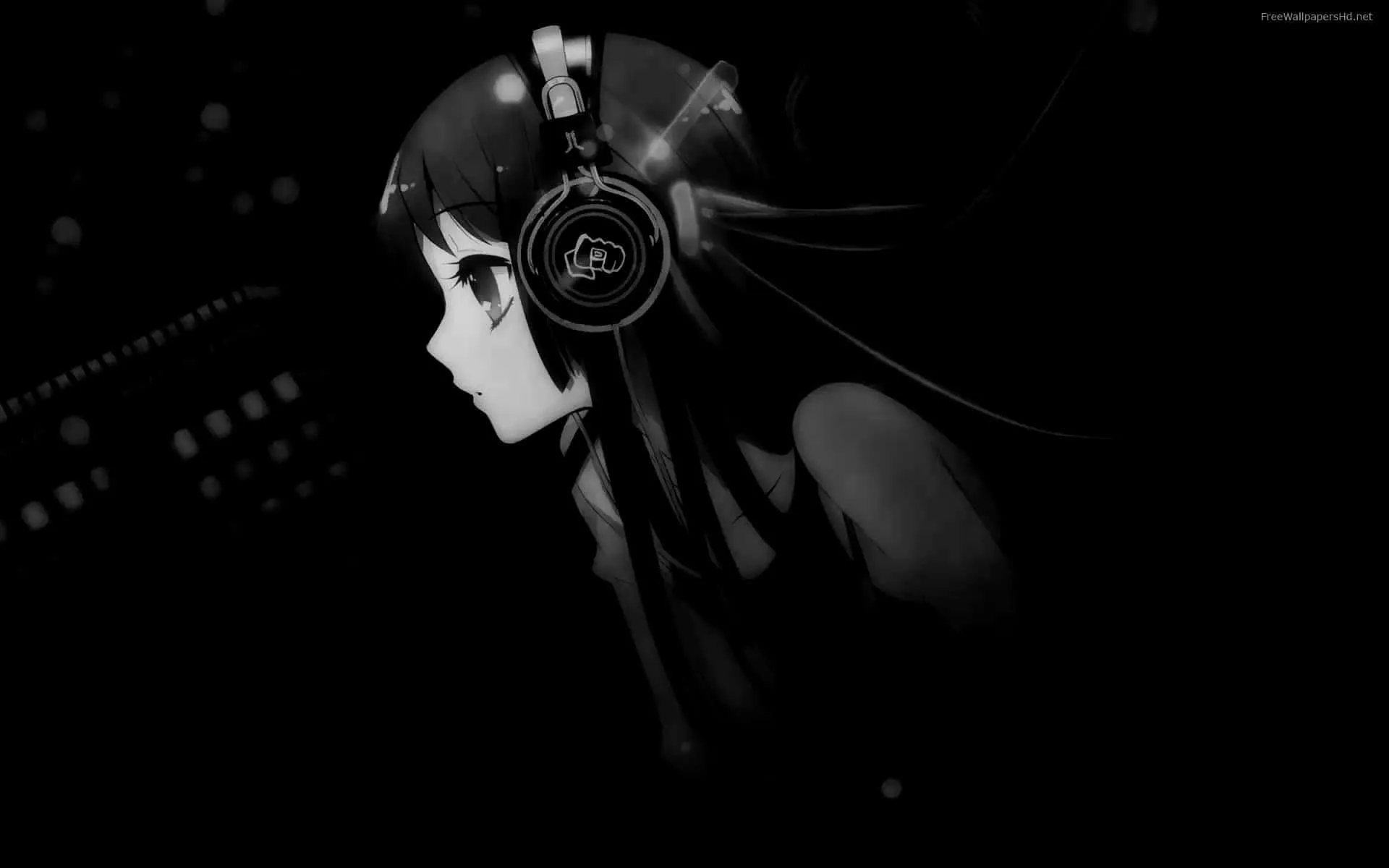Download A mysterious Dark Anime Girl with her hood up, looking away into the distance. Wallpaper