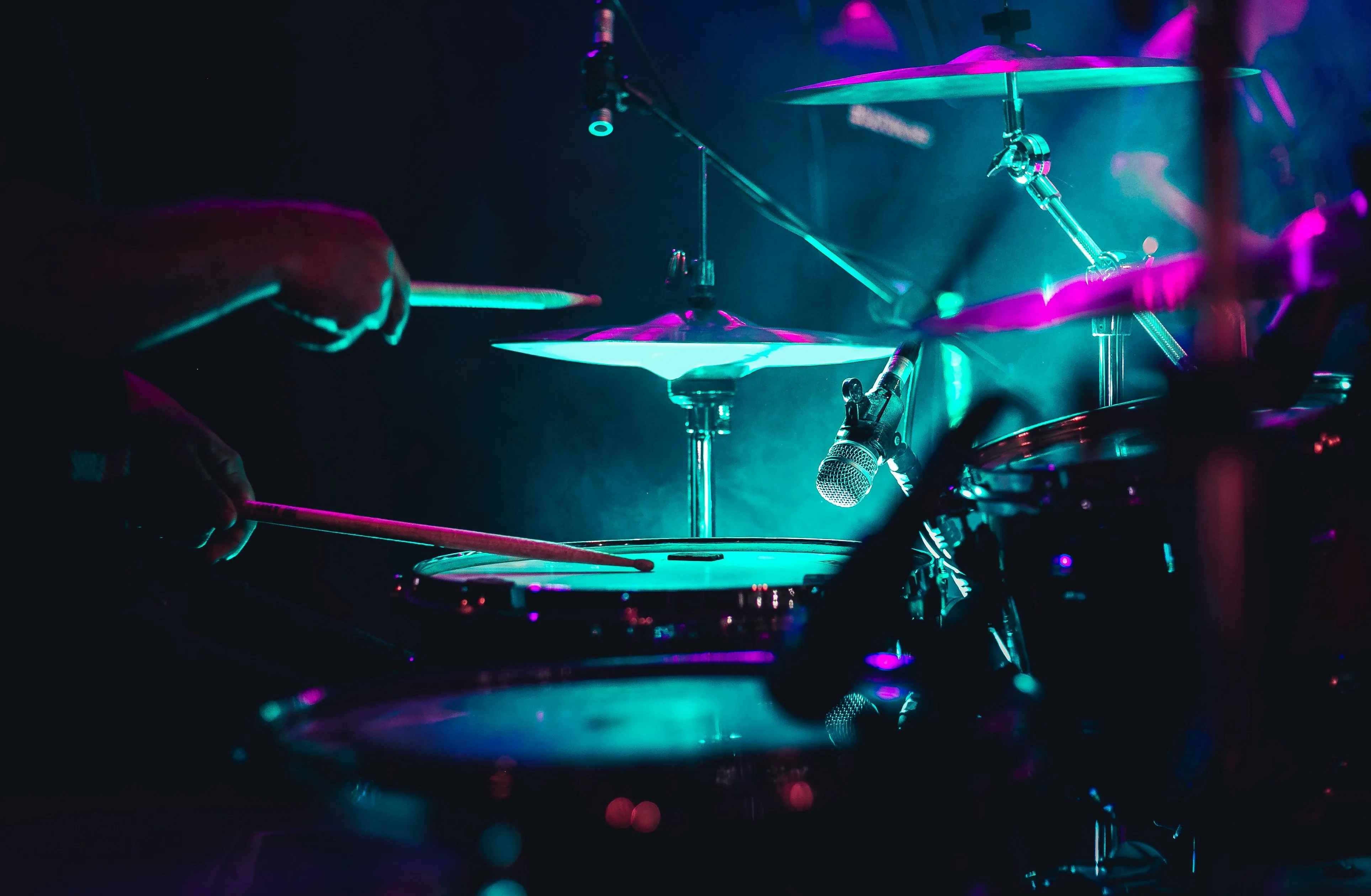 Desktop wallpaper: Neon, Drum, Music, Dark, Tool 4K free download for PC. 63671