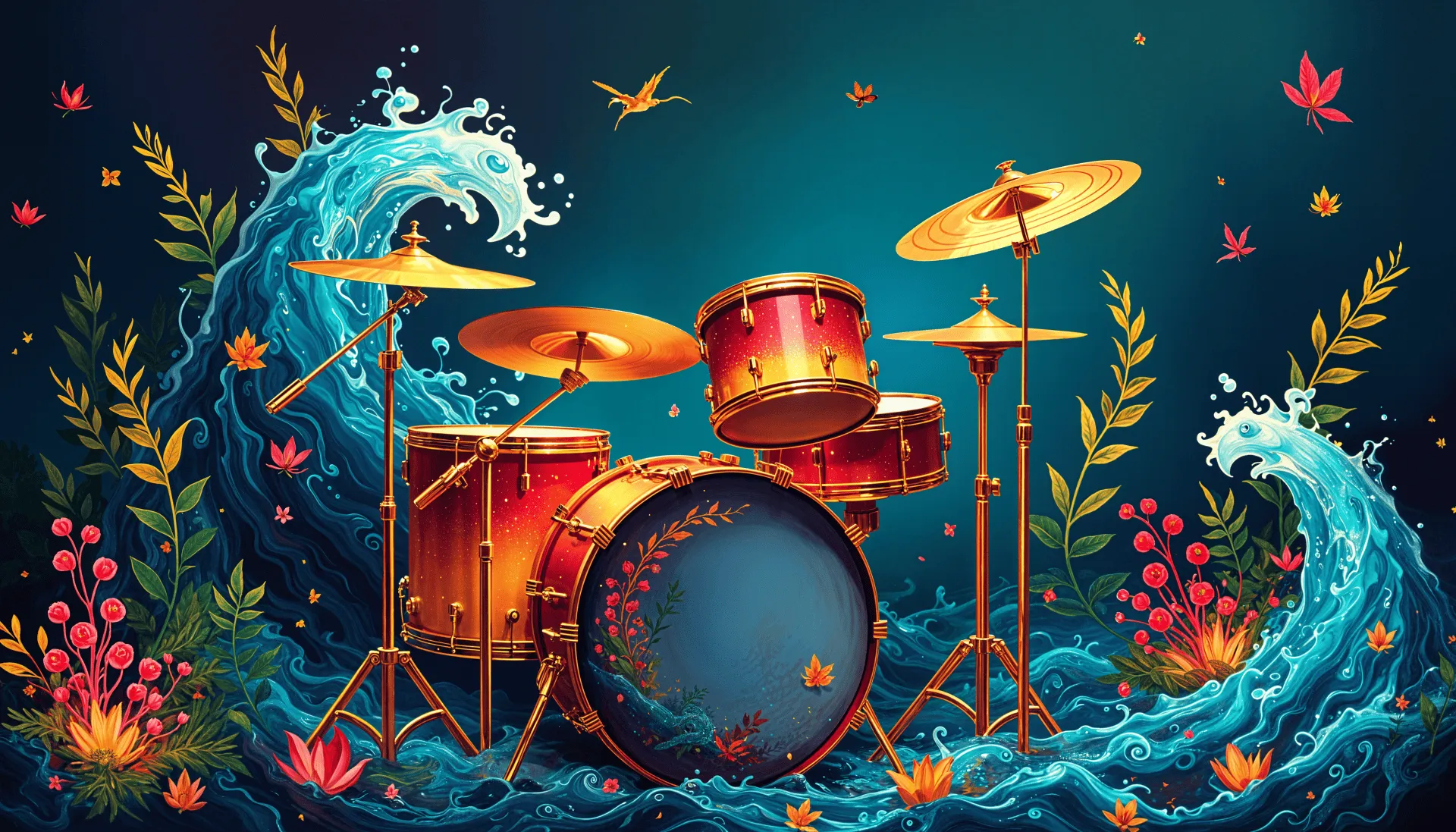 Dynamic Drum Set Art: 4K Ultra HD Wallpaper