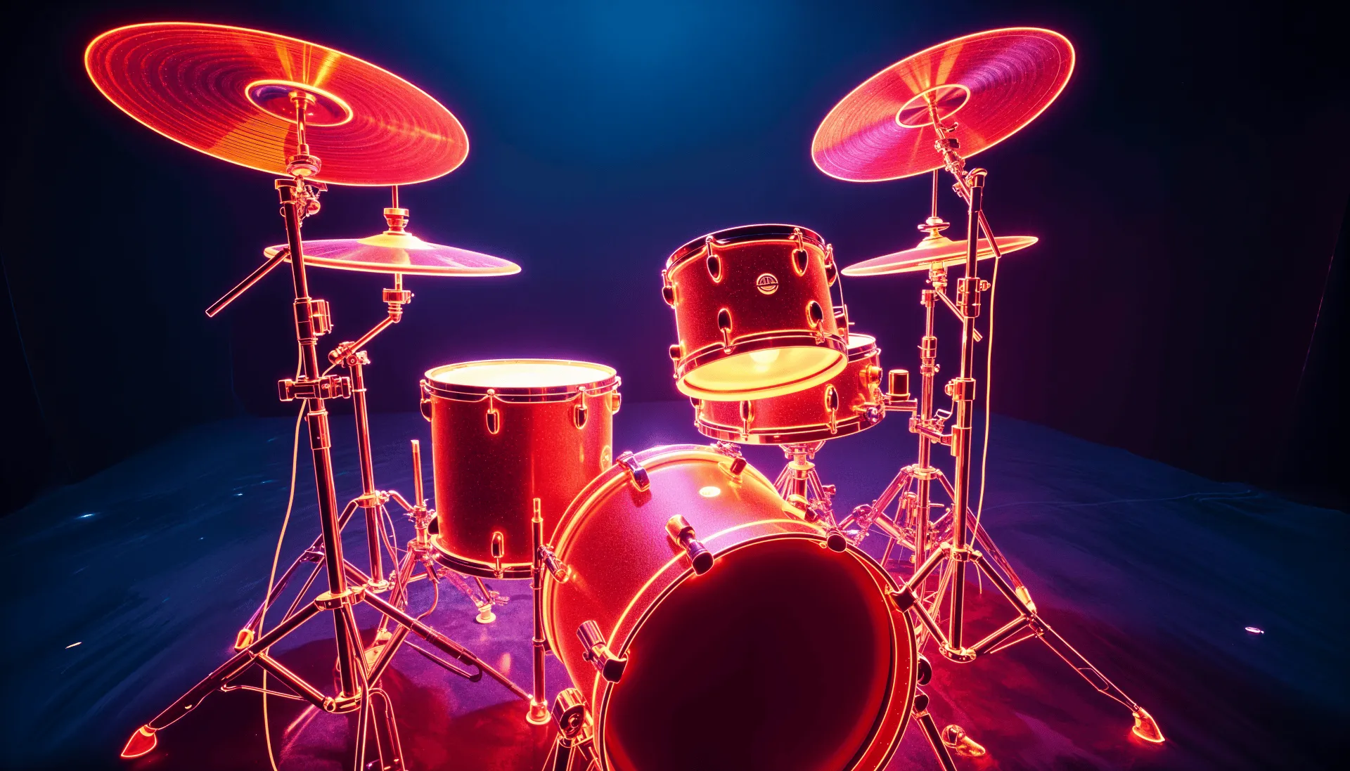 Radiant Drum Set: A Vibrant 4K Ultra HD Wallpaper Experience