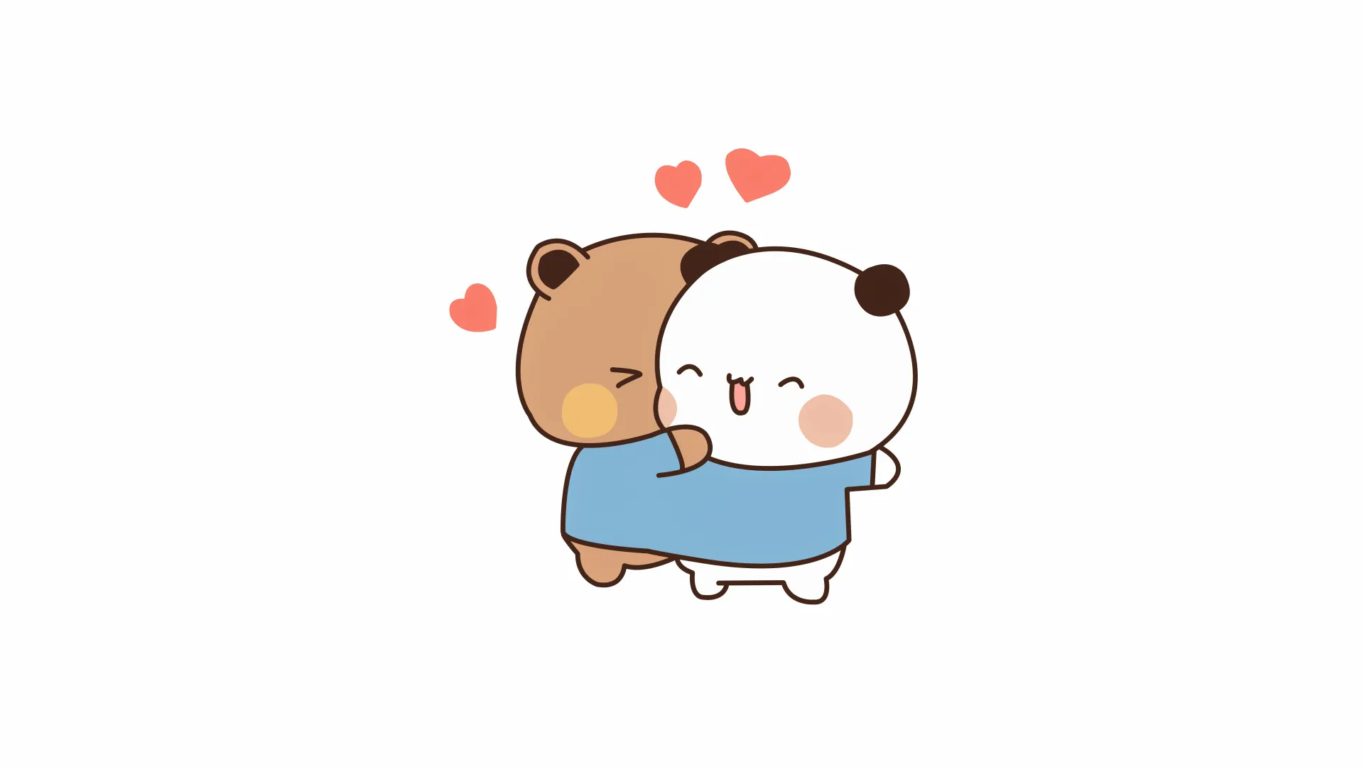 Milk & Mocha: Kawaii Minimalist 4K Bear Hug Wallpaperx2160