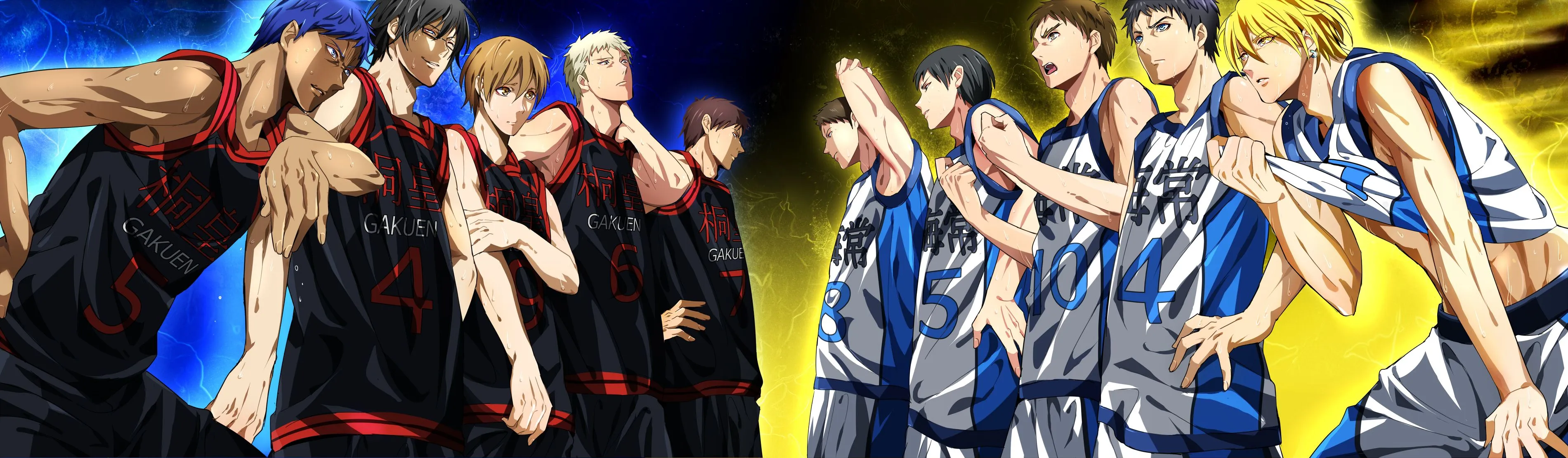 Desktop wallpaper: Daiki Aomine, Kaijō High, Anime, Kuroko's Basketball, Blue Hair, Ryōta Kise, Short Hair, Sport, Tōō Academy 4K free download for PC. 810323