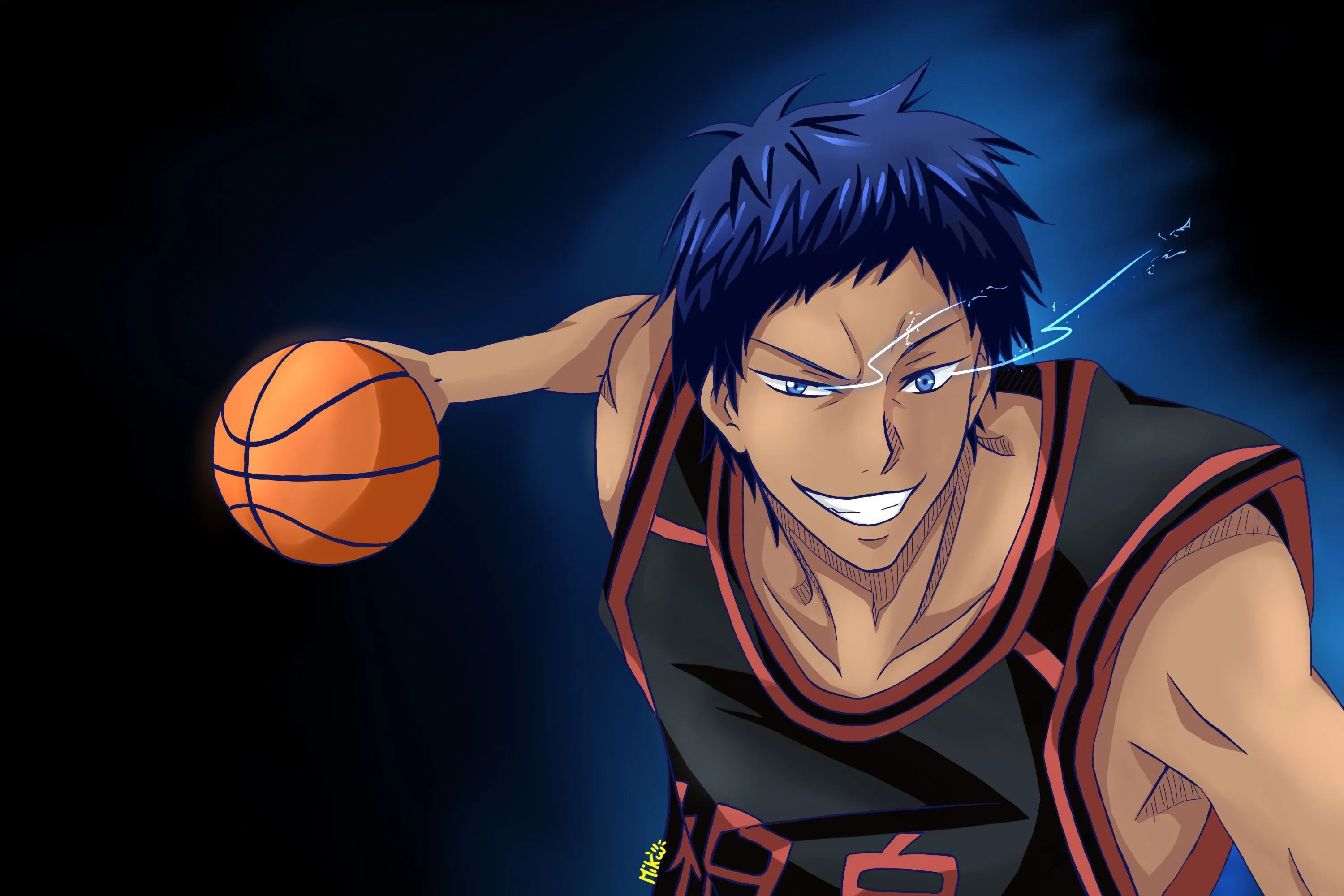 Wallpaper smile, athlete, guy, basketball player, aomine daiki, Kuroko no baske for mobile and desktop, section прочее, resolution 3000x2000