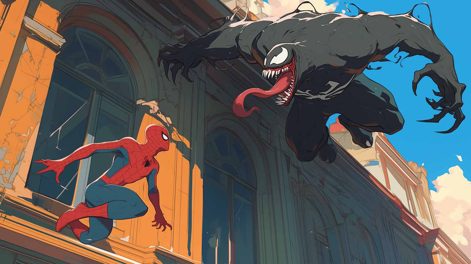 Battle Spider Man & Venom Desktop Wallpaper