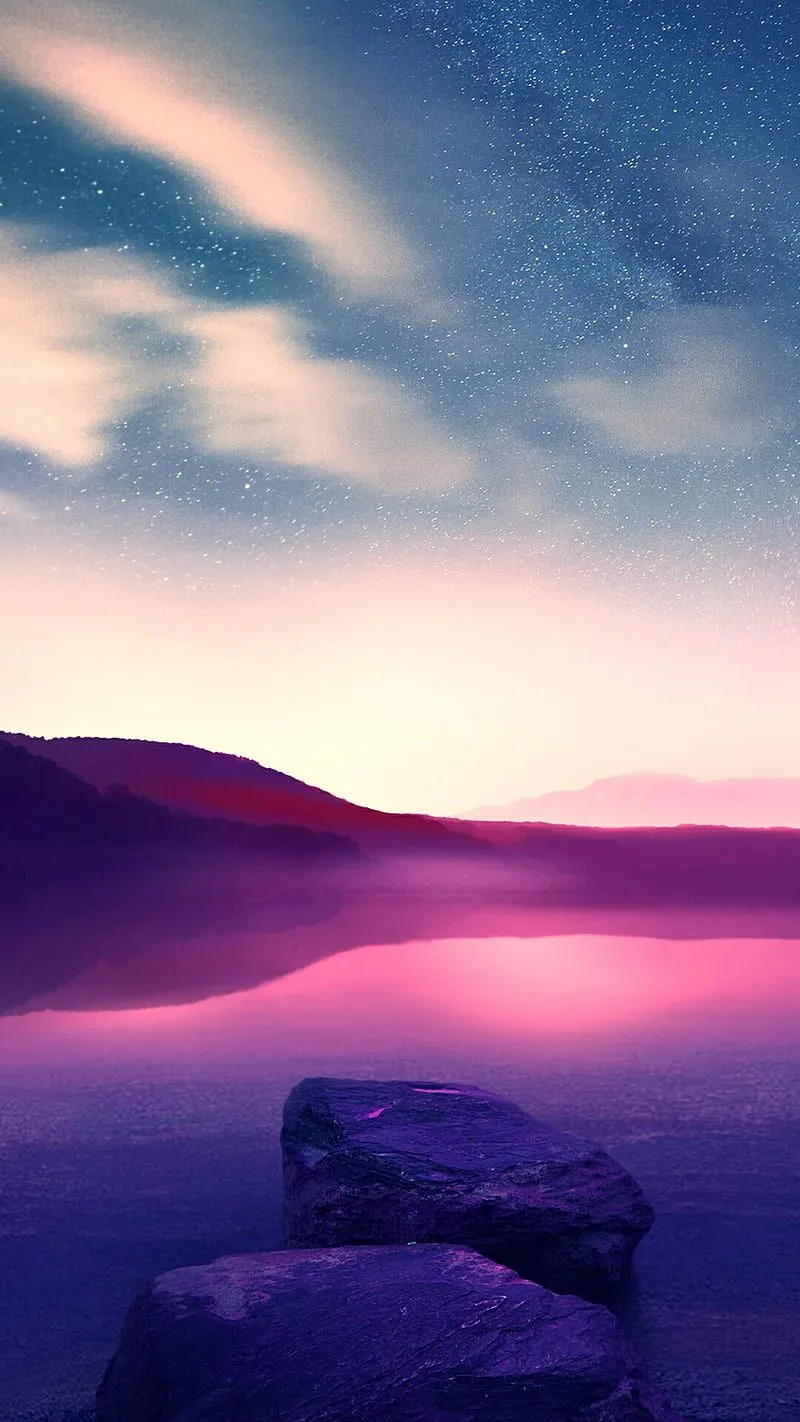 Lost Planet, lake, nature, purple, space, sunset, surface, HD phone wallpaper