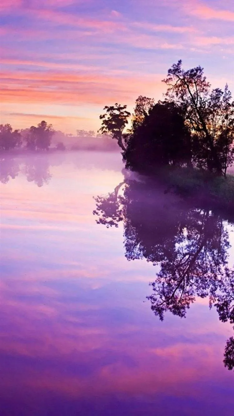 Calm River Purple Sunset Free Download Wallpaper for Phone