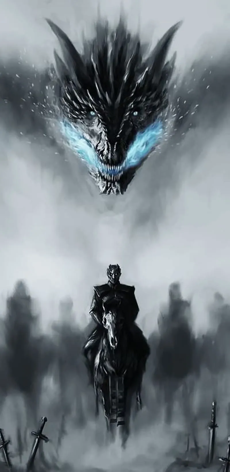 Game of Thrones, dark, dragon, horses, note 8, HD phone wallpaper