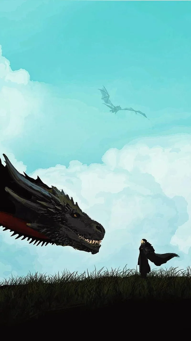 Game of thrones, jon snow, jon, jon and drogon, drogon, dragon, got, daenerys targaryen, HD phone wallpaper
