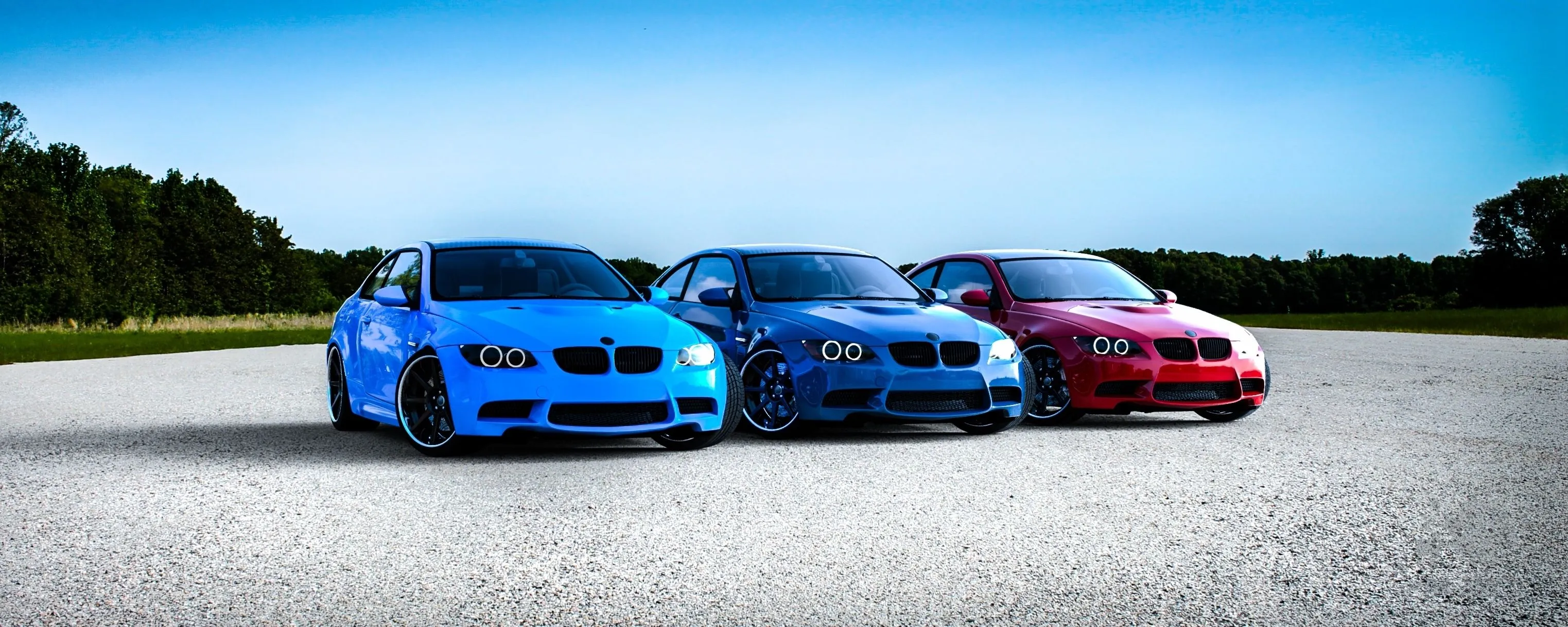 Wallpaper blue, red, blue, BMW, BMW, red, blue, e92 for mobile and desktop, section bmw, resolution 3046x1217