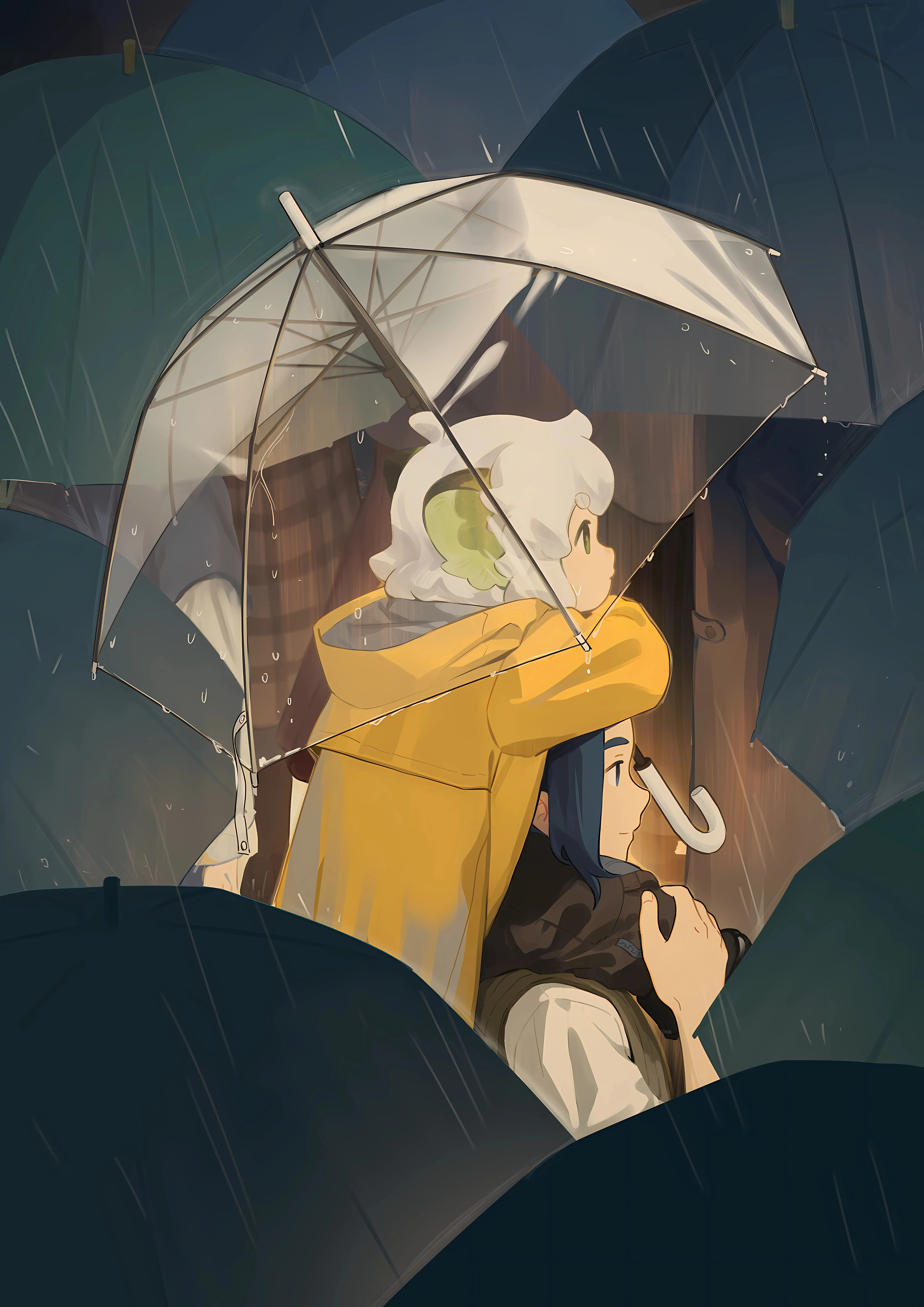 The Legend Of Luo Xiaohei: Two Characters Under An Umbrella In The Rain HD Phone Wallpaper