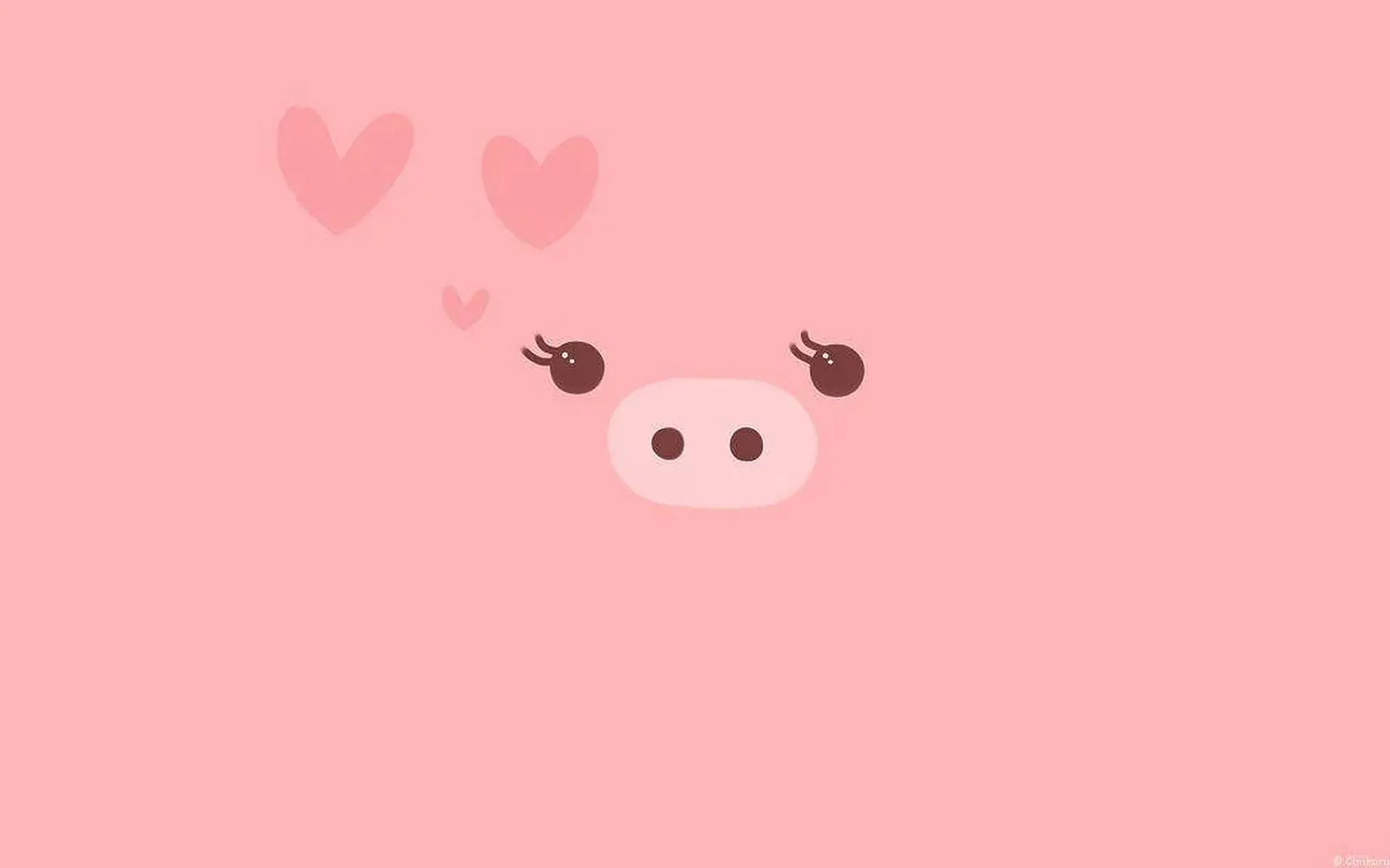 Download Cute Pig Pink Hearts Wallpaper