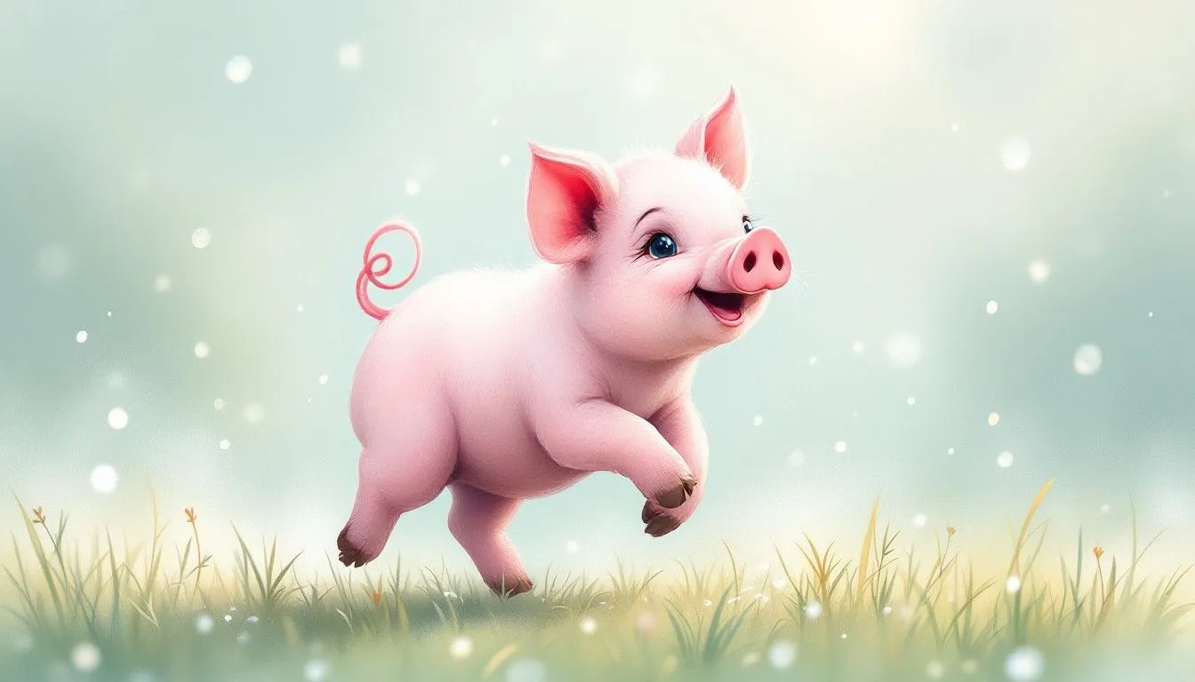 Free Playful Pink Piglet Image, Pig, Cute