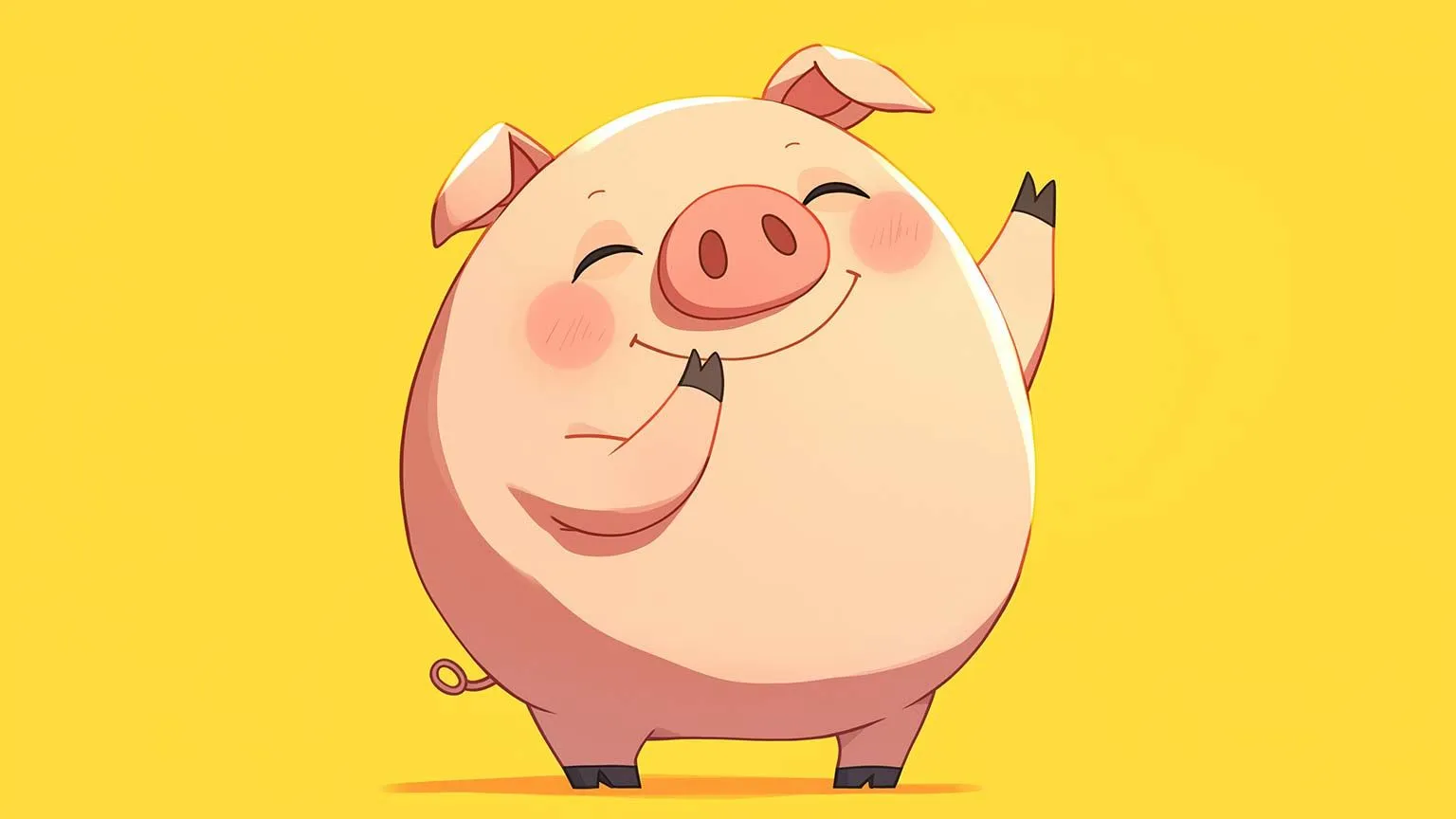 Cute Smiling Pig Yellow Desktop Wallpaper Pig 4K Wallpaper