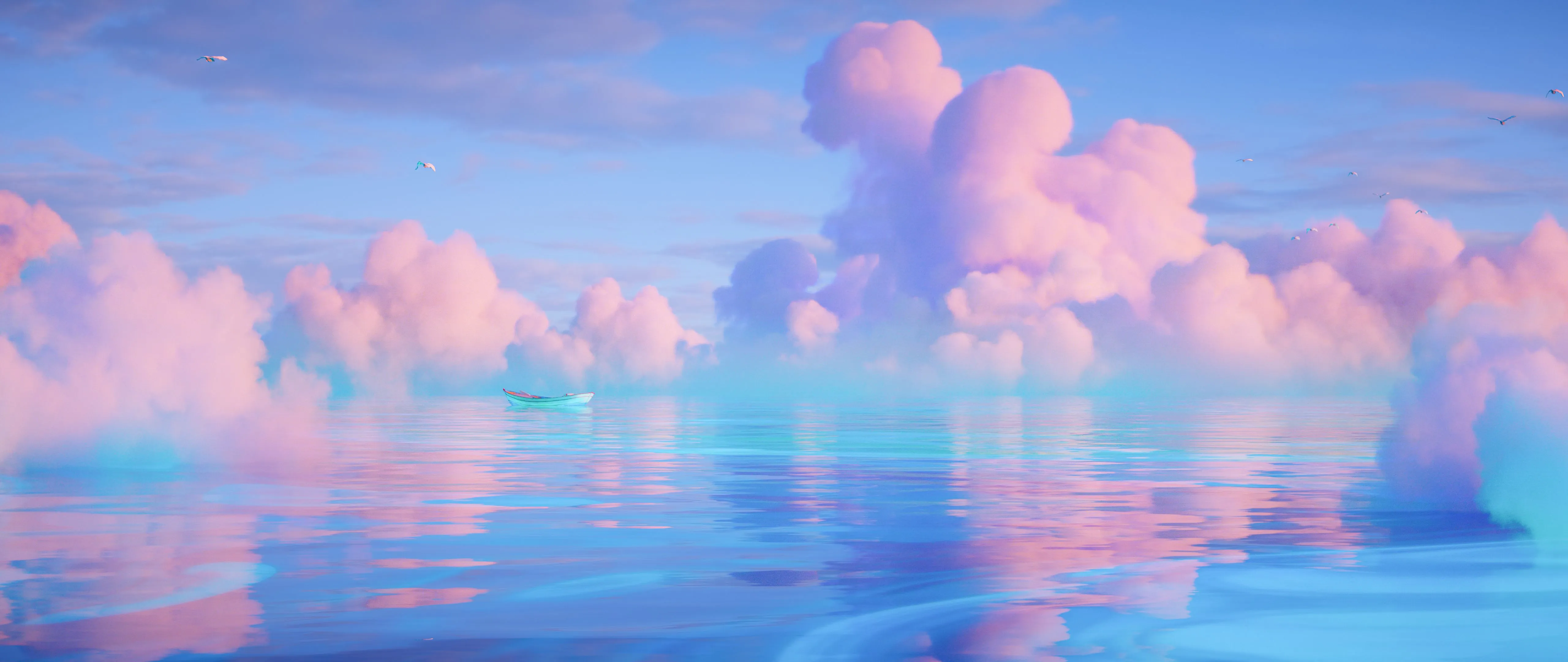 Ocean Wallpaper 4K, Ultrawide, Boat, Surreal