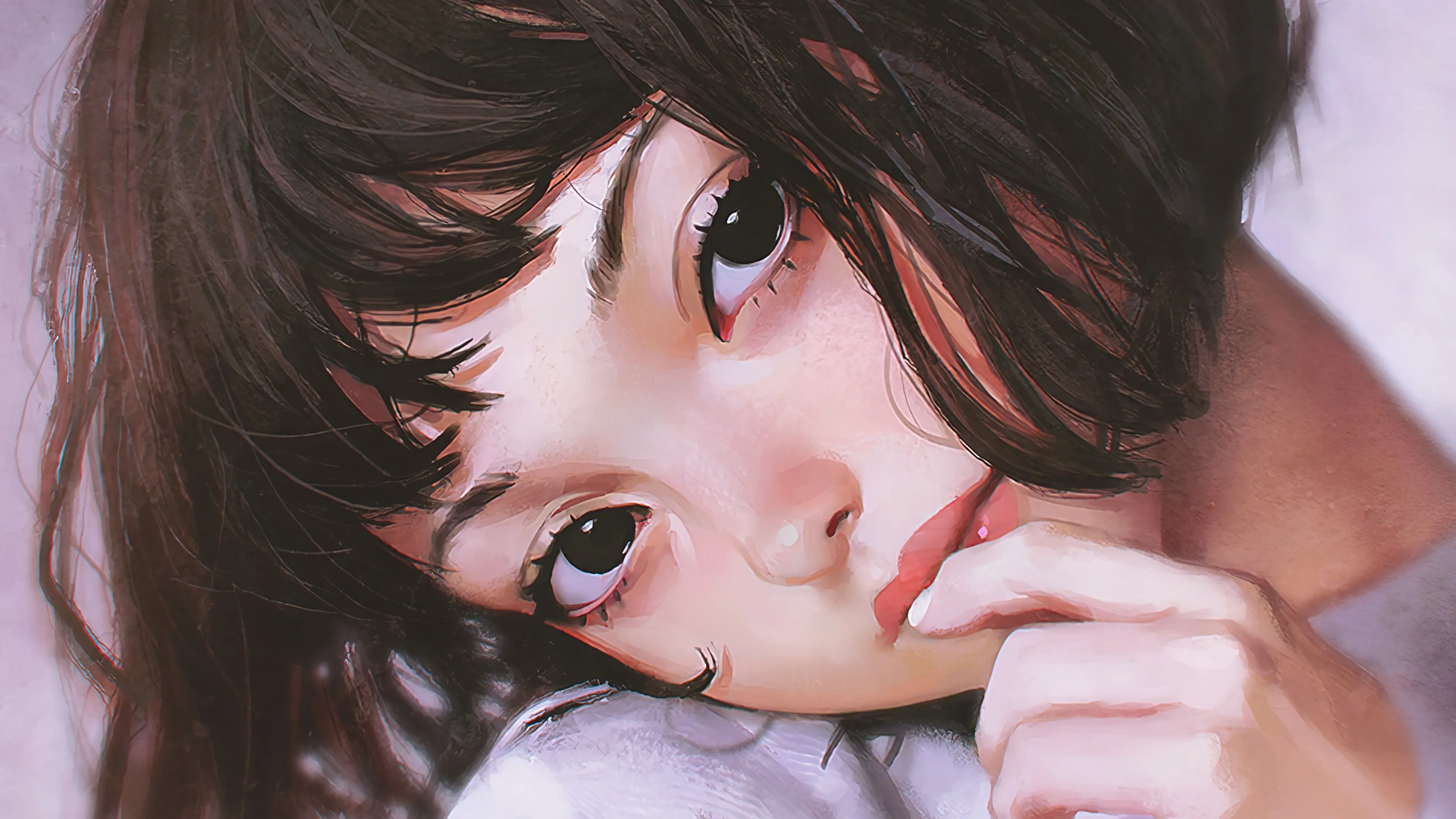 Cute Anime Girl With Short Dark Hair, 4K HD Wallpaper