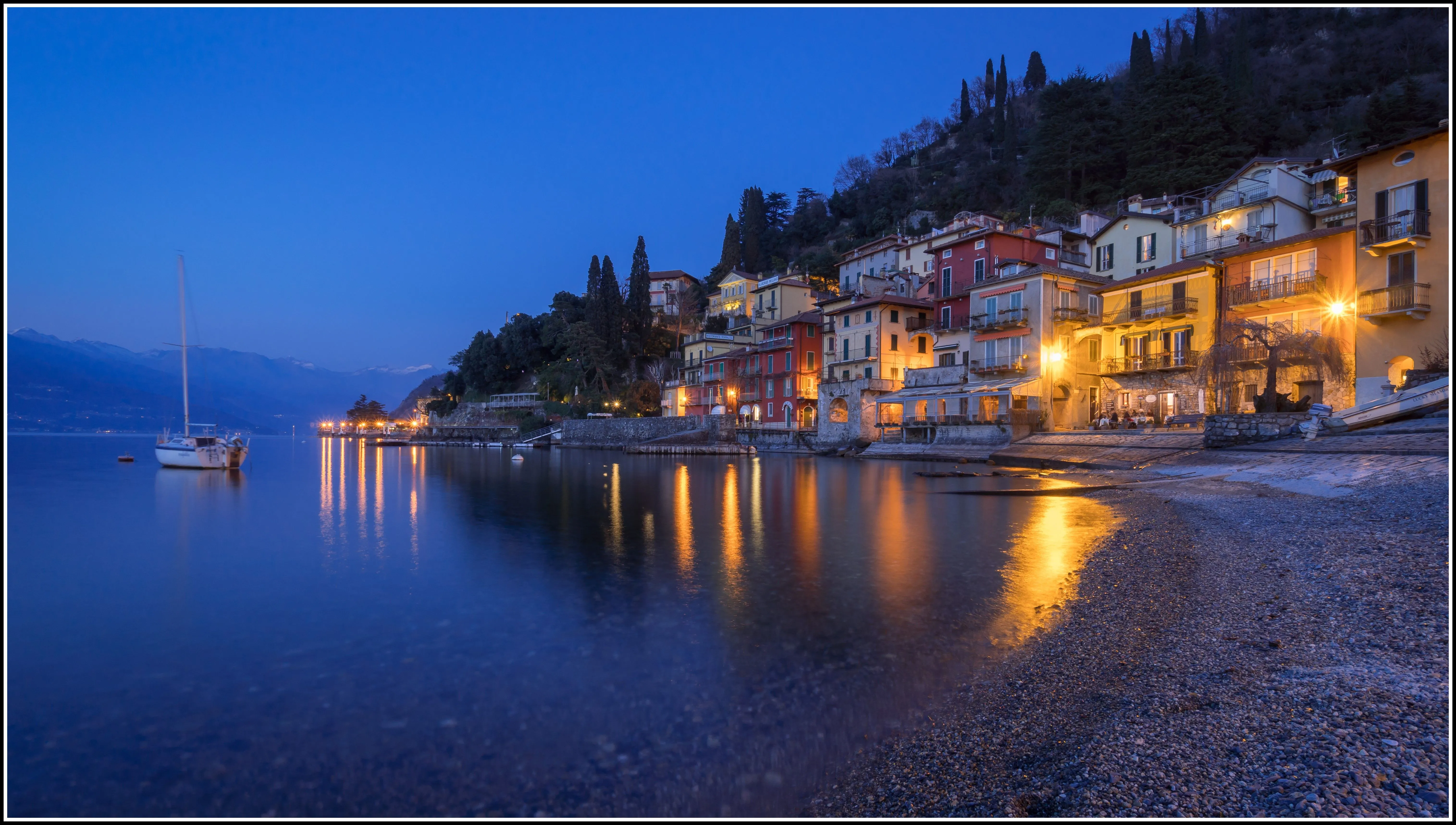 4K, Sunset, Italy, Building, Lights, Lake Como, Lake, HD Wallpaper
