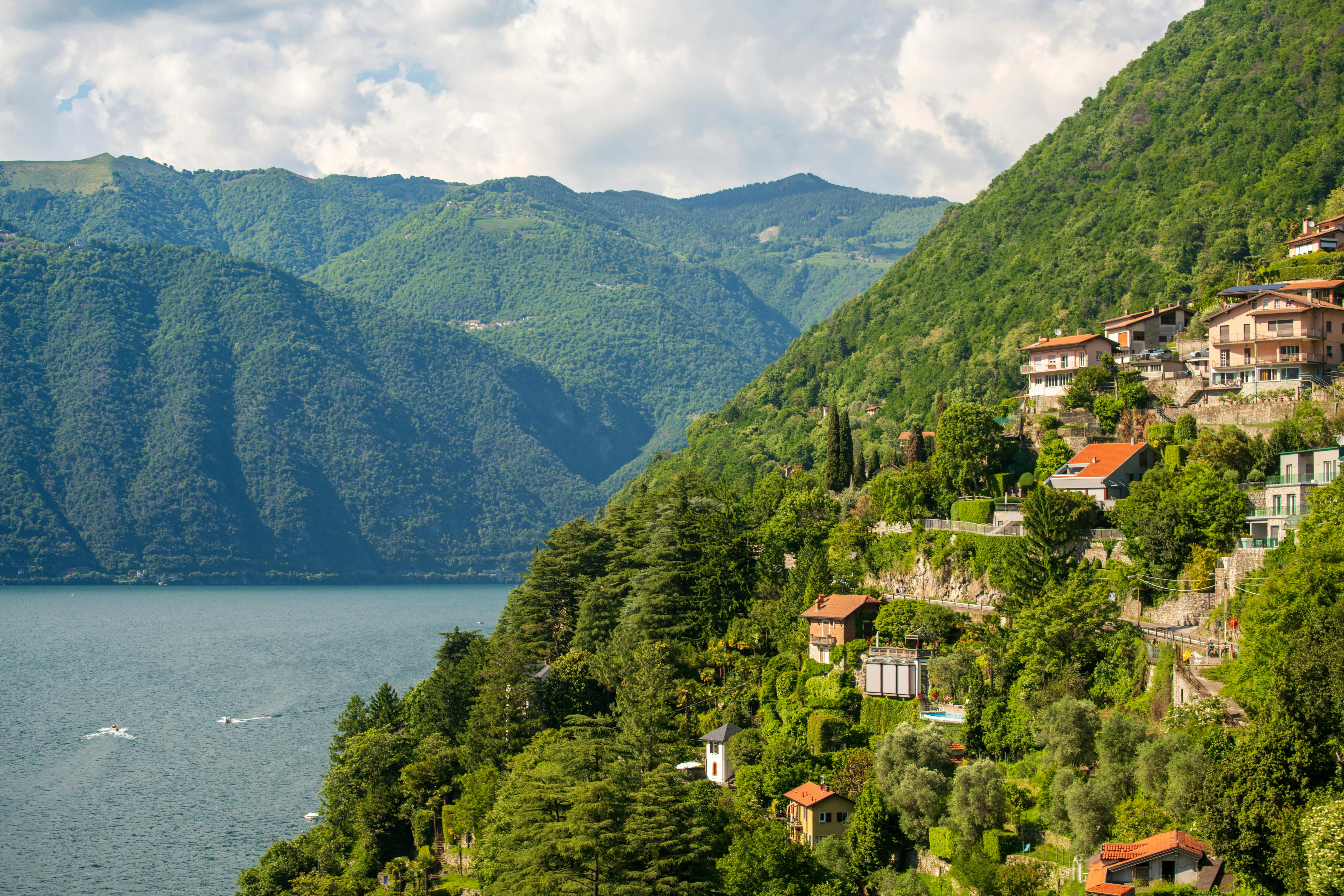 View of a Town on the Shore of Lake Como in Italy · Free
