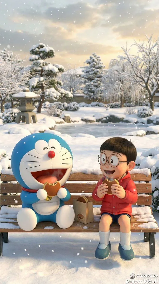 4K Tap Hold Load 8K iPhone iOS theme wallpaper. Doremon x Nobita