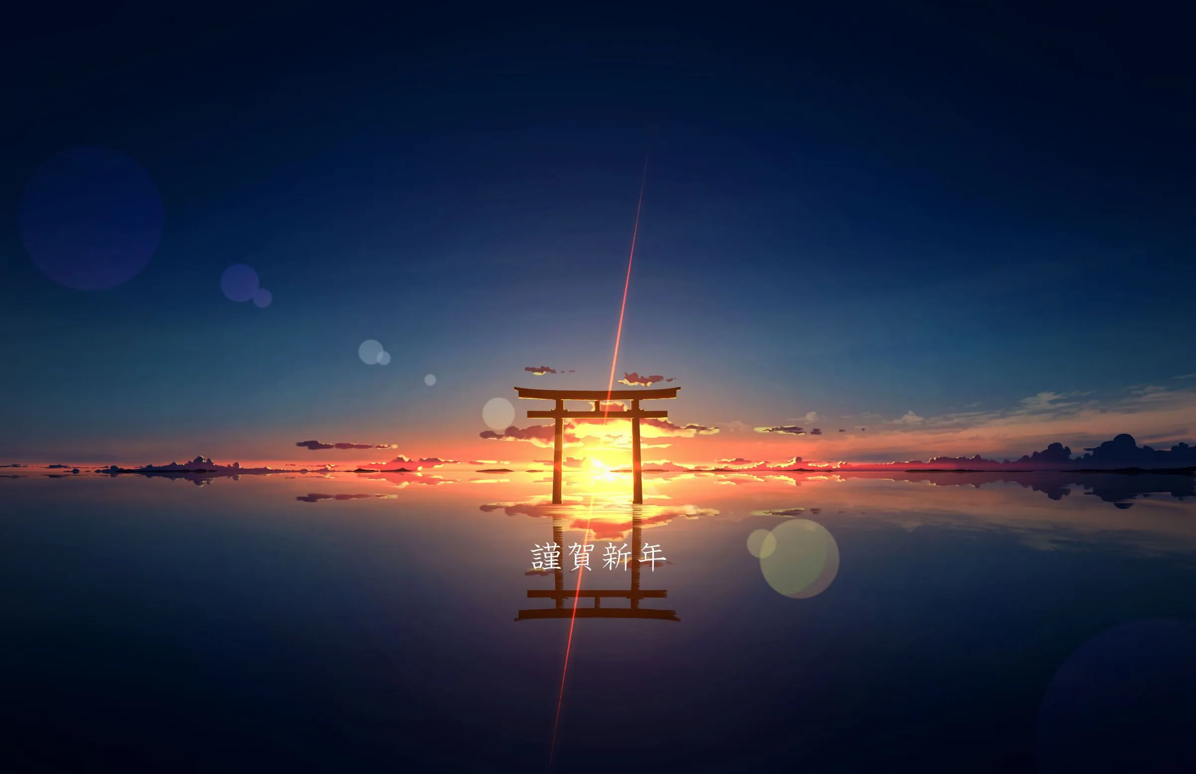 Phone wallpaper: Torii, Shrine, Anime, Ocean, Sky, Sunset 983843